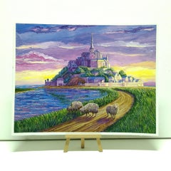 Mont-Saint-Michel, Landscape Painting, Oil on Paper, 2026