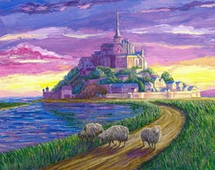 Mont-Saint-Michel, Landscape Painting, Oil on Paper, 2026