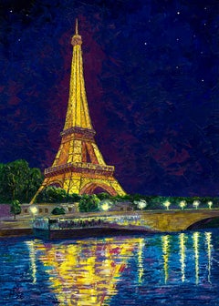Paris. Eiffel Tower, Landscape Painting, Oil on Paper, 2026