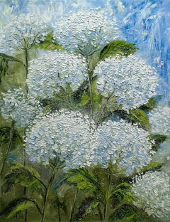 White Hydrangea, Still Life Painting, Oil on Canvas, 2025