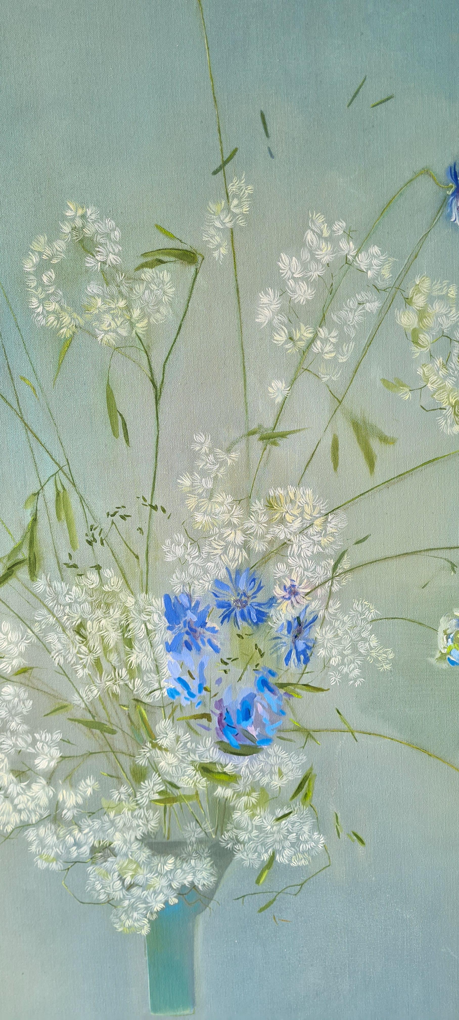Ikebana, Original painting, Nature, Floral, Elegant, Blue, white, Flowers, Calm For Sale 1