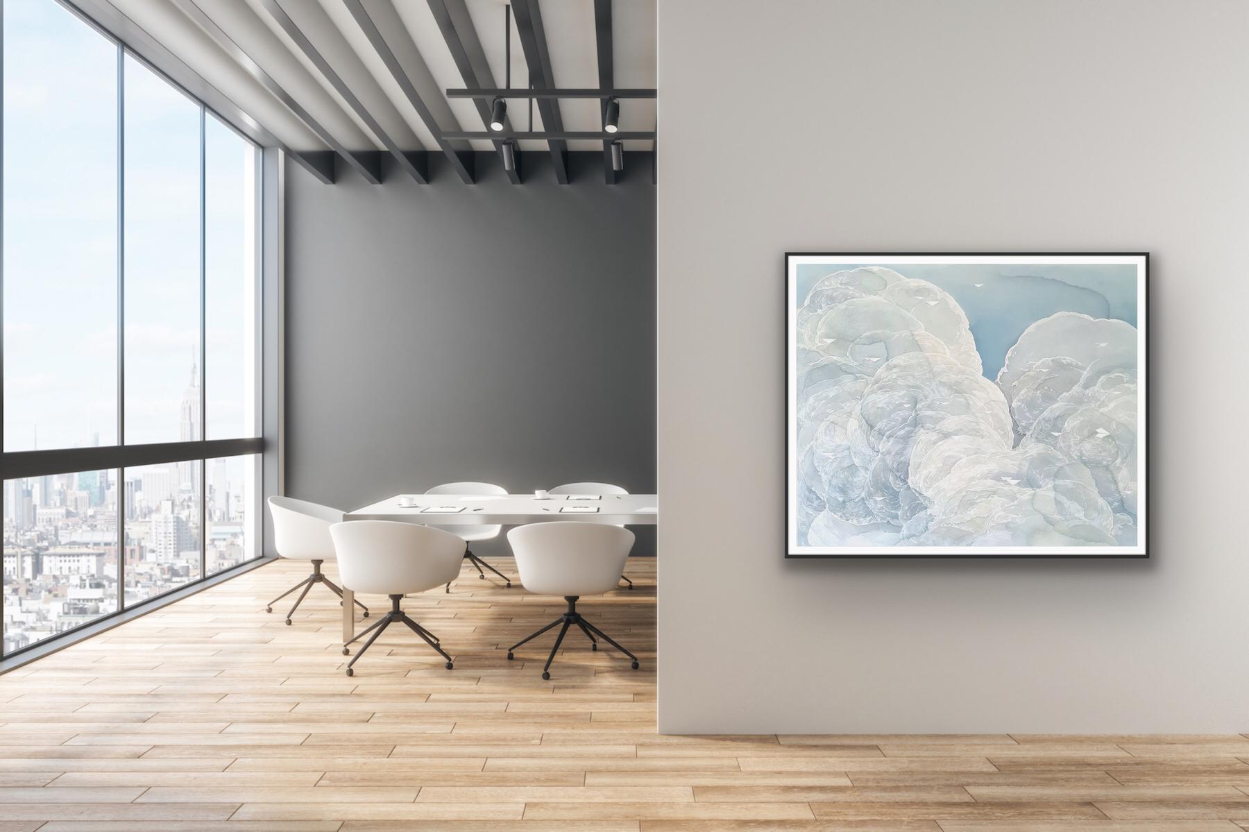 Migration  Crossroads, Original Painting, Clouds, Dreamy, Blues, Whites For Sale 1