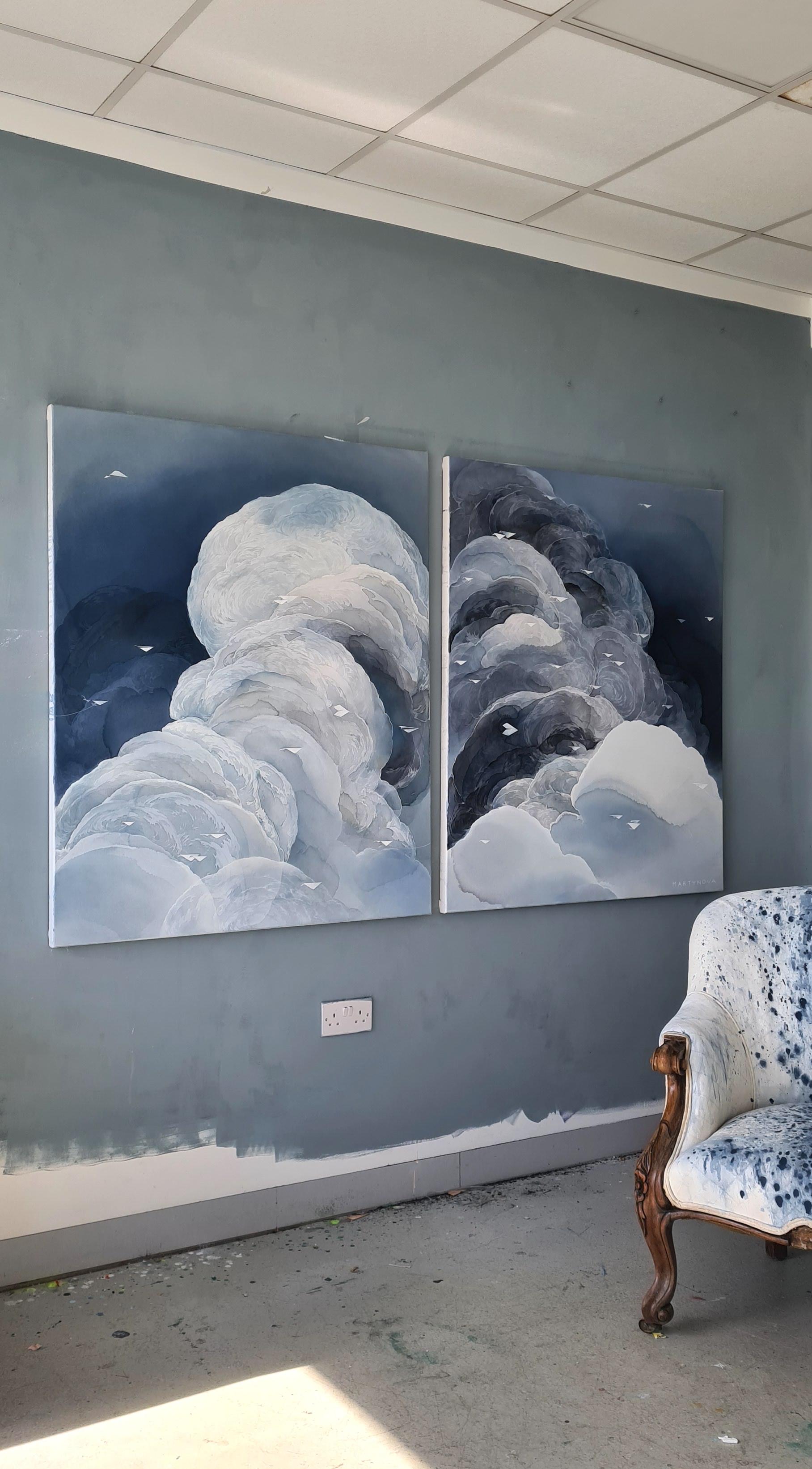 Migration  Milky Way, Original Painting, Abstract, Illustrative Art, Clouds For Sale 9