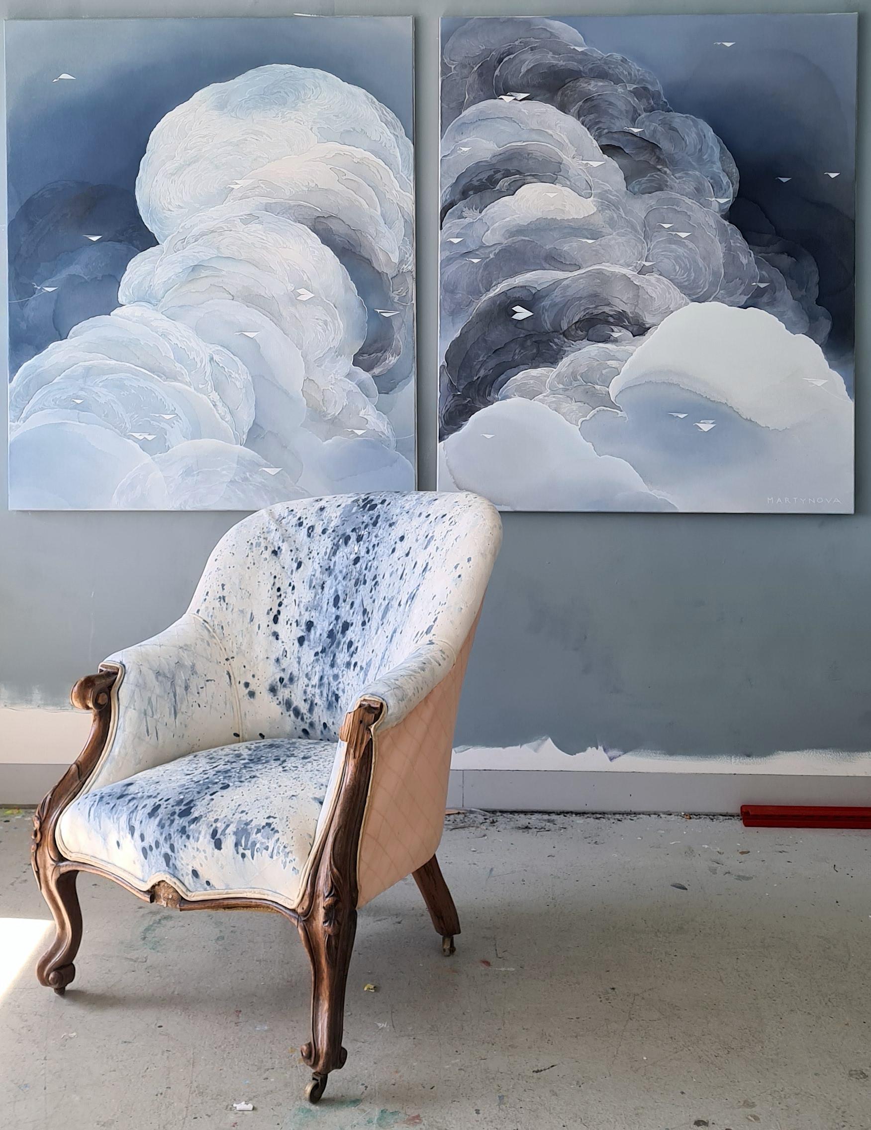 Migration  Milky Way, Original Painting, Abstract, Illustrative Art, Clouds For Sale 7