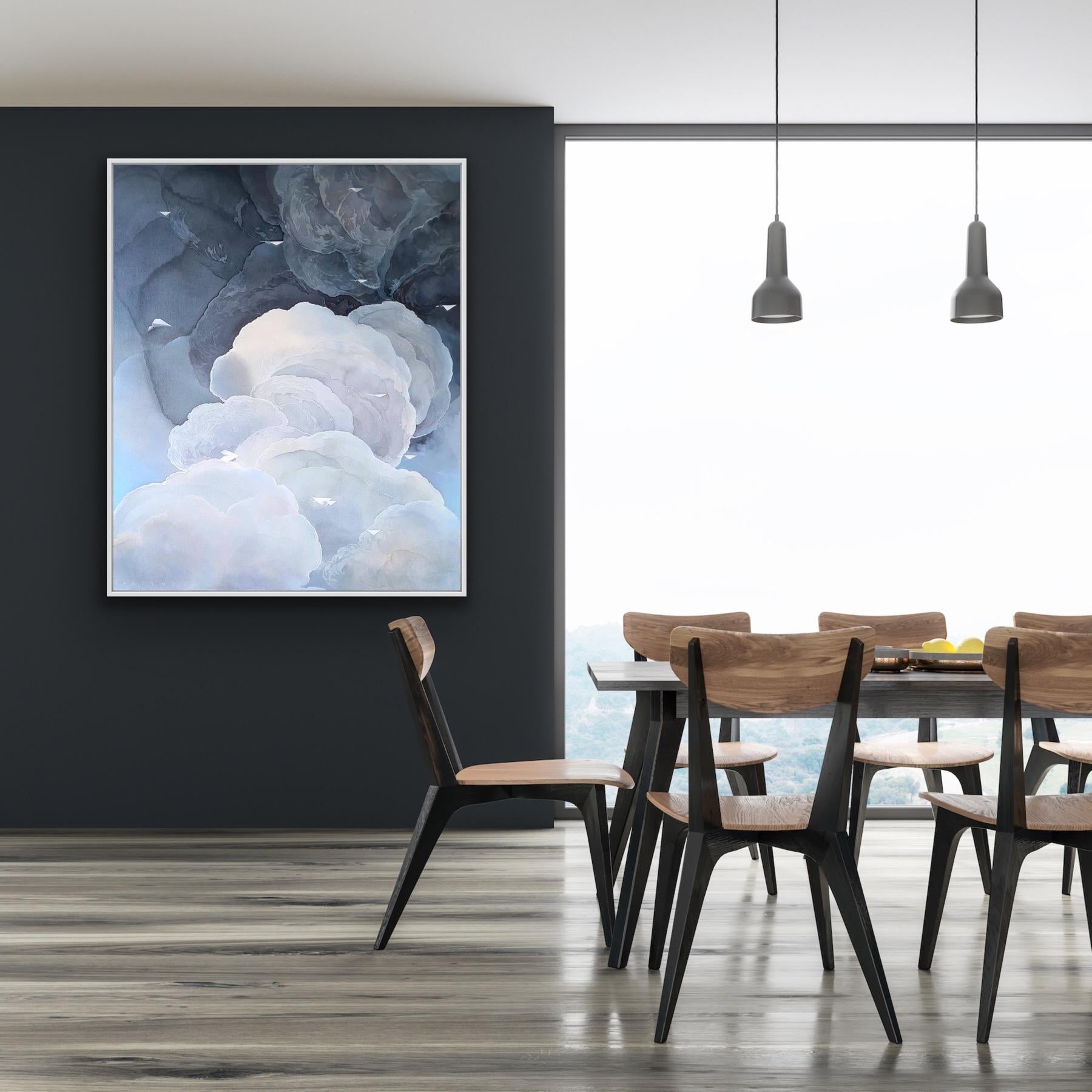 Migration: The Sky Breaker, Original painting, Landscape, Abstract, Clouds, Blue For Sale 6