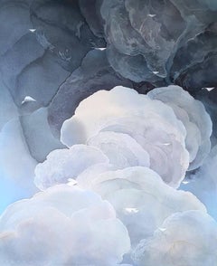Migration: The Sky Breaker, Originalgemälde, Landschaft, Abstrakt, Wolken, Blau