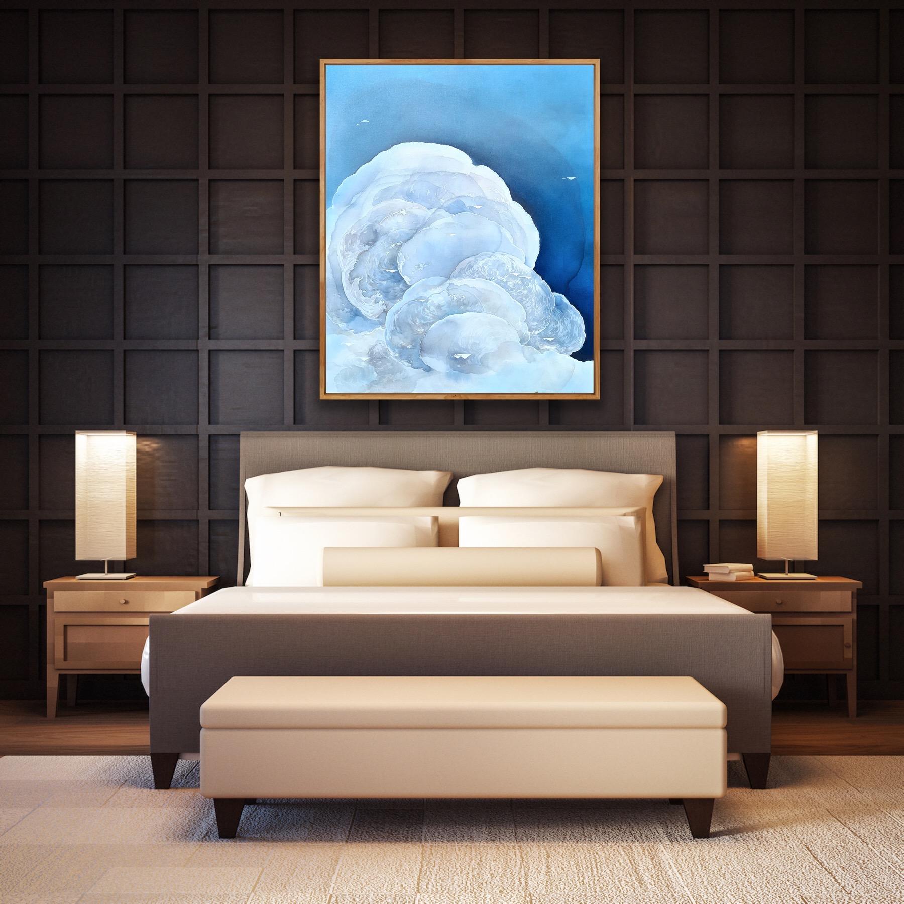 Migration: Voyager, Original painting, Landscape, Abstract, Clouds, Blue, Planes For Sale 7