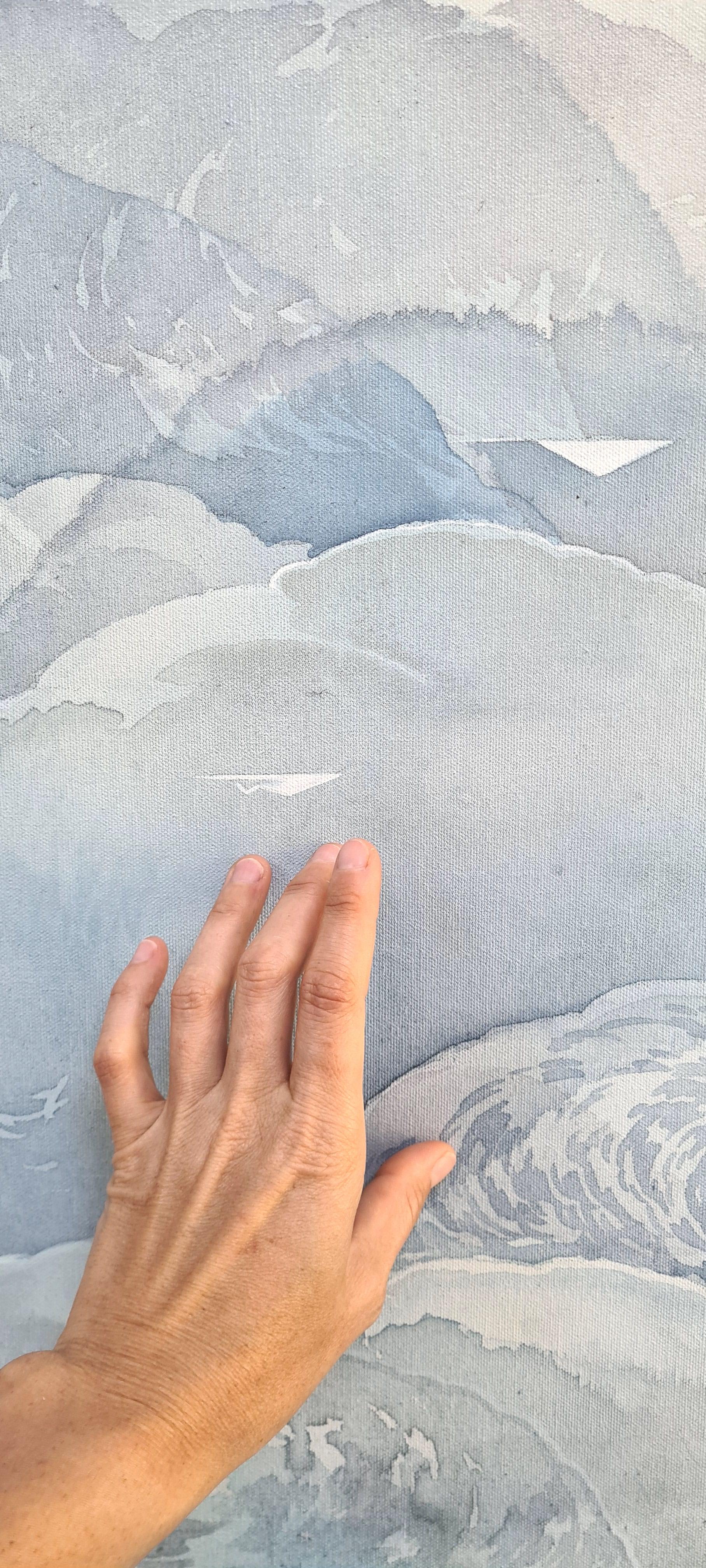 Migration: Voyager, Original painting, Landscape, Abstract, Clouds, Blue, Planes For Sale 1