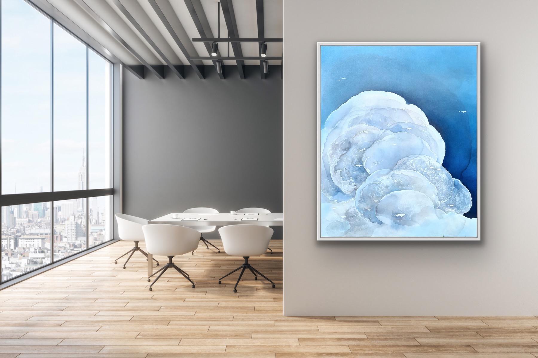 Migration: Voyager, Original painting, Landscape, Abstract, Clouds, Blue, Planes For Sale 5
