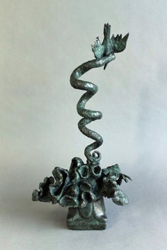 Snake & Bird bronze sculpture by Yulla Lipchitz