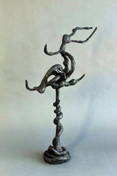 Snake & Bird Twined on Branch #2 bronze sculpture by Yulla Lipchitz