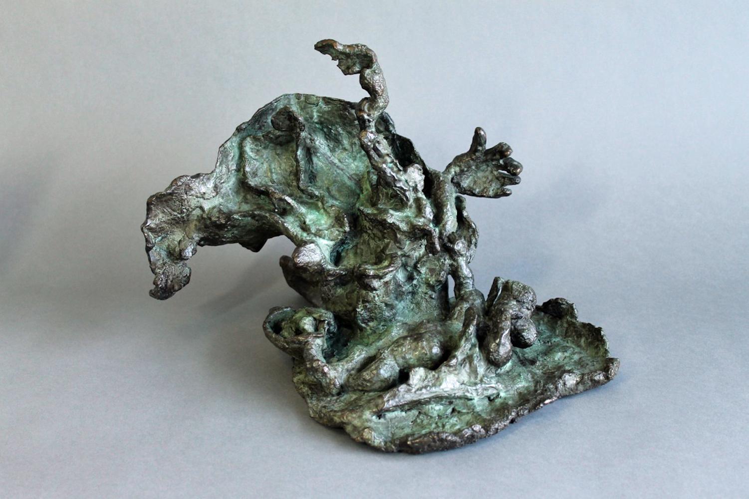 Organic, abstract bronze sculpture by Yulla Lipchitz of a reclined woman. 

About this artist: Yulla Lipchitz, née Halberstadt, was born on April 21, 1911 in Berlin, Germany. While growing up in a strict, Jewish Orthodox family, she was forbidden to