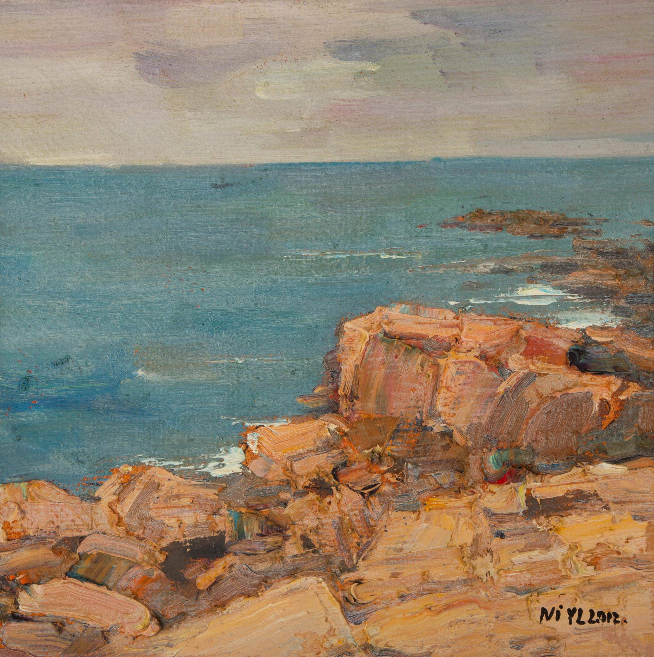YuLong Niu Landscape Painting - Yulong Niu Impressionist Original Oil On Canvas "The Landscape Of Qingdao"