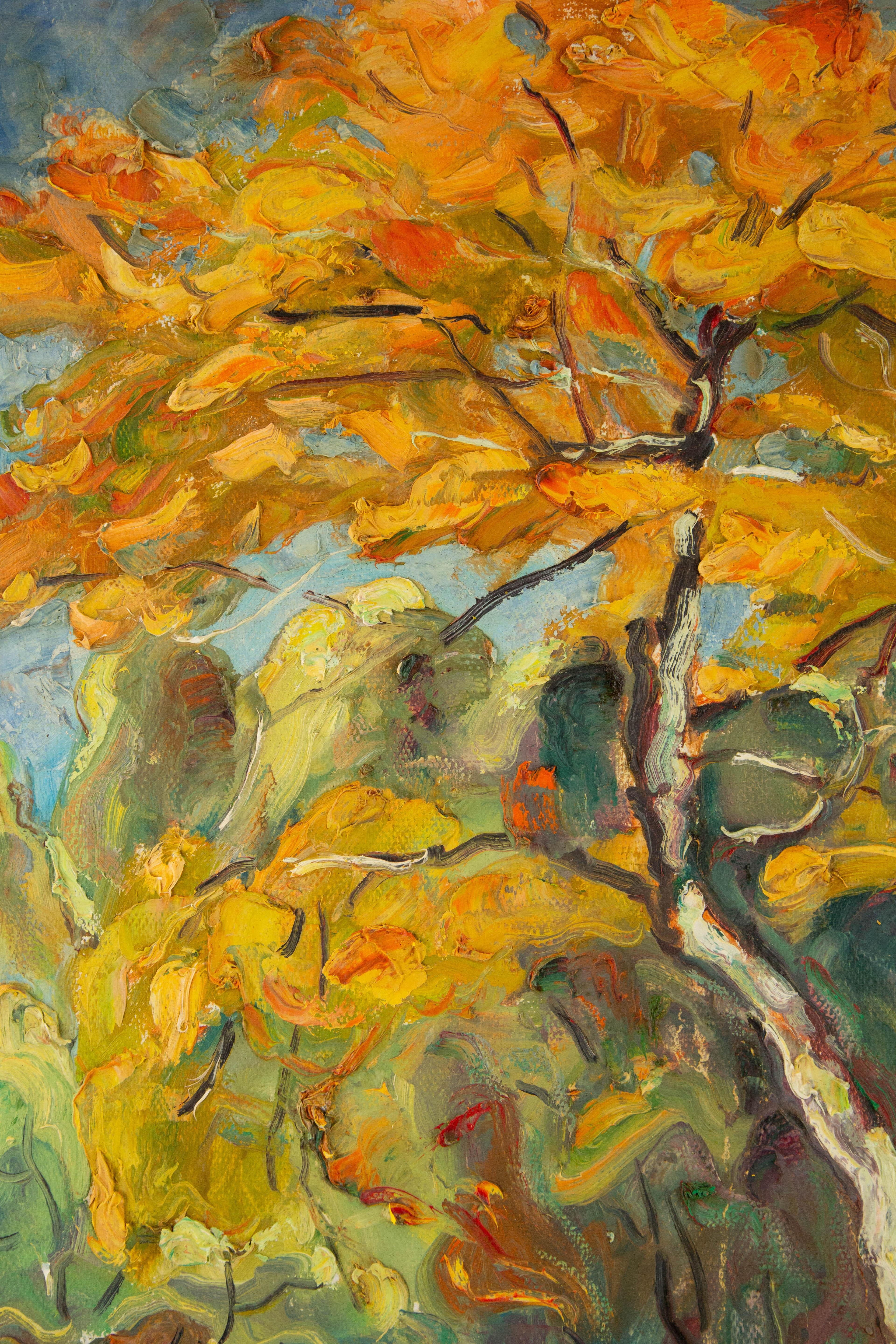 Peinture à l'huile originale du paysage Yulong Niu « Le jour d'automne » - Painting de YuLong Niu