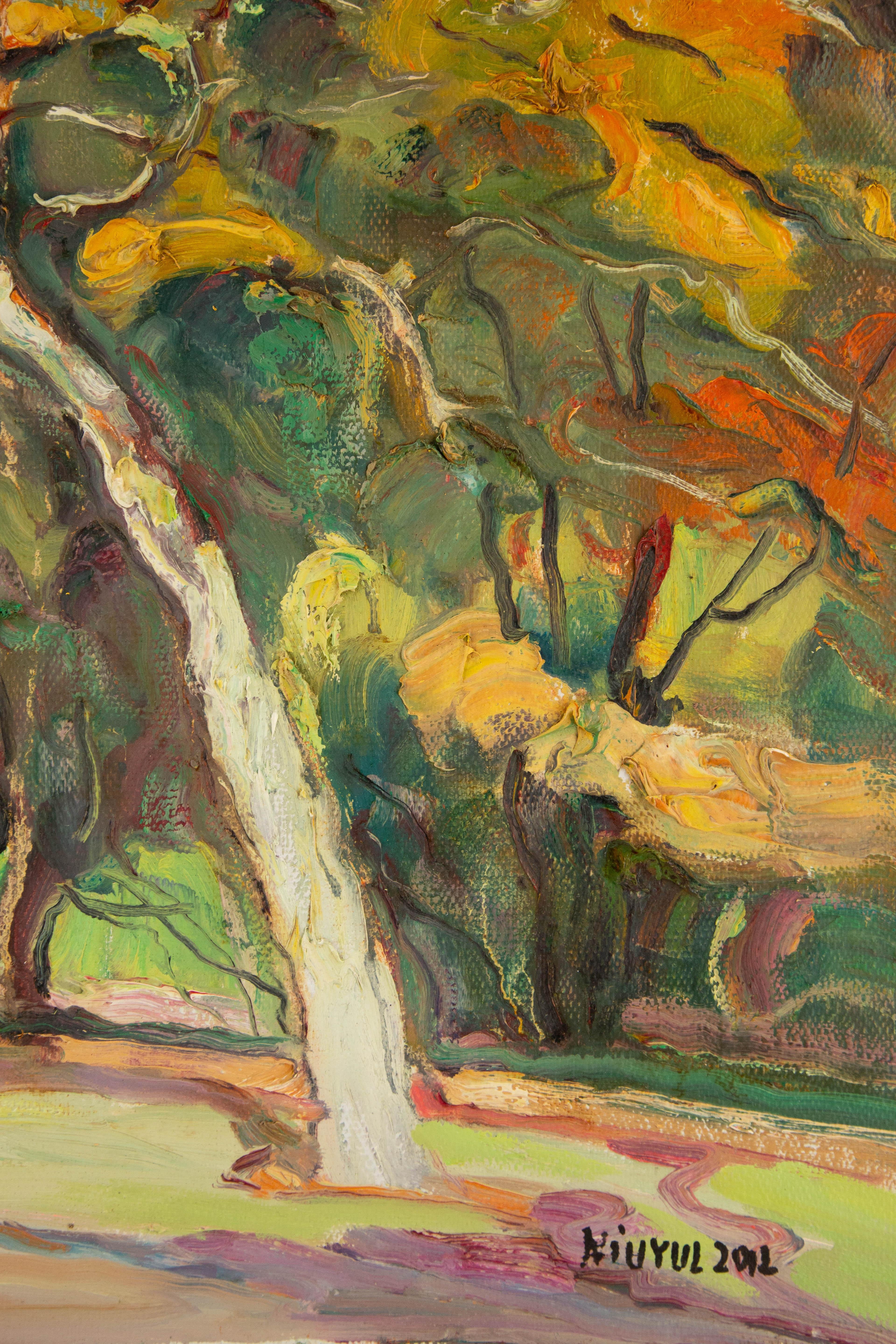  Titre : Le jour de l'automne
 Médium : Huile sur toile
 Taille : 23 x 19 pouces
 Cadre : Options d'encadrement disponibles !
 Condit : Le tableau semble être en excellent état.
 Note : Cette peinture n'est pas tendue
 Année : 2011
 Artistics :