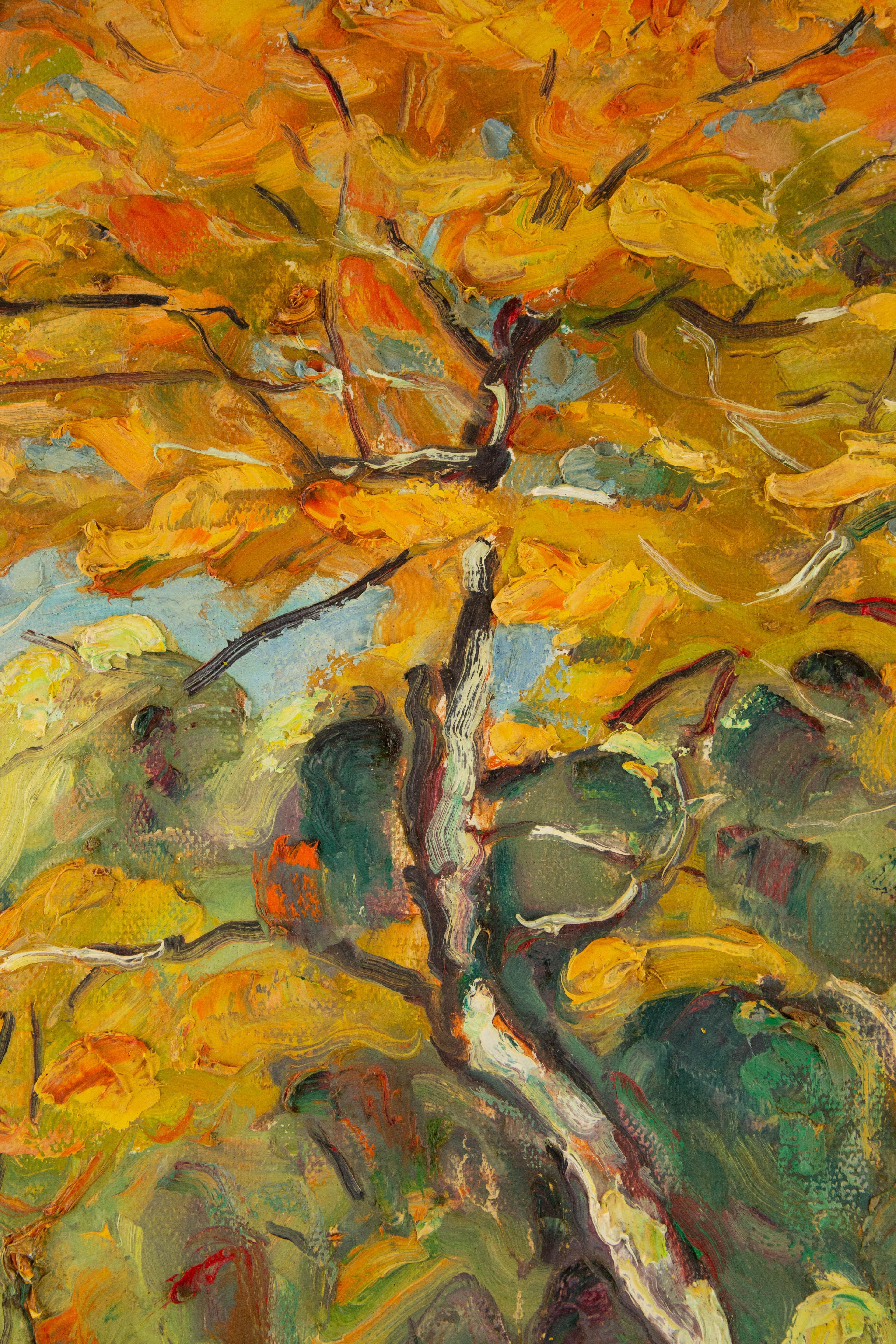 Peinture à l'huile originale du paysage Yulong Niu « Le jour d'automne » en vente 1