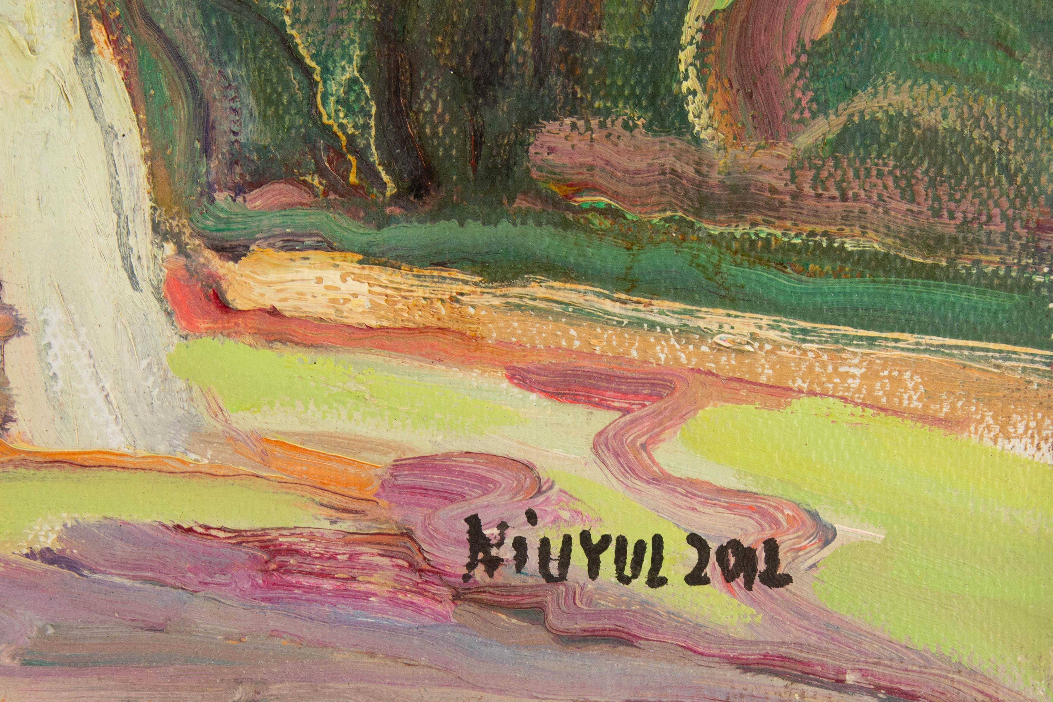 Peinture à l'huile originale du paysage Yulong Niu « Le jour d'automne » en vente 2