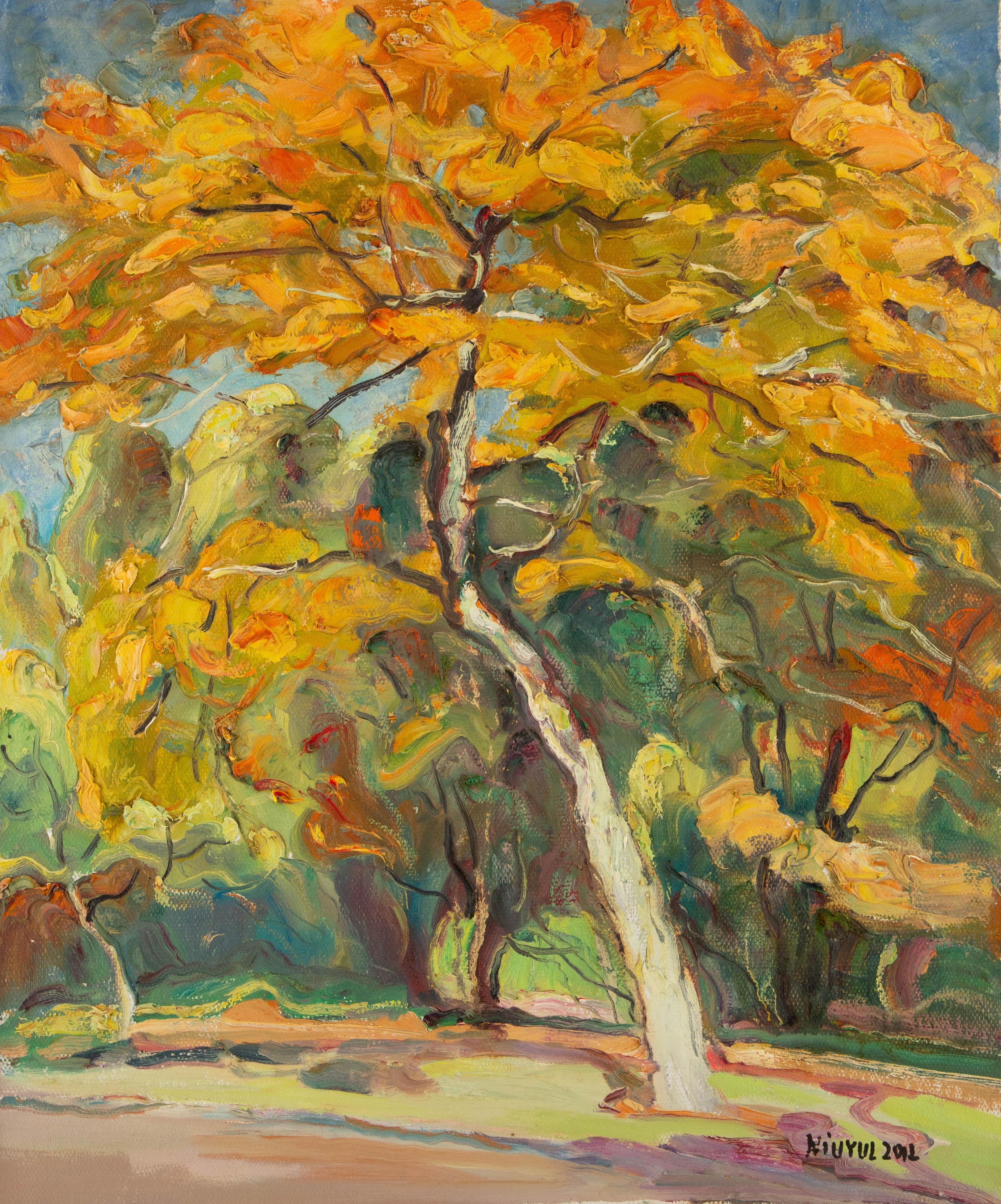 Yulong Niu Landschaft, Original-Ölgemälde „Der Herbsttag“, Original