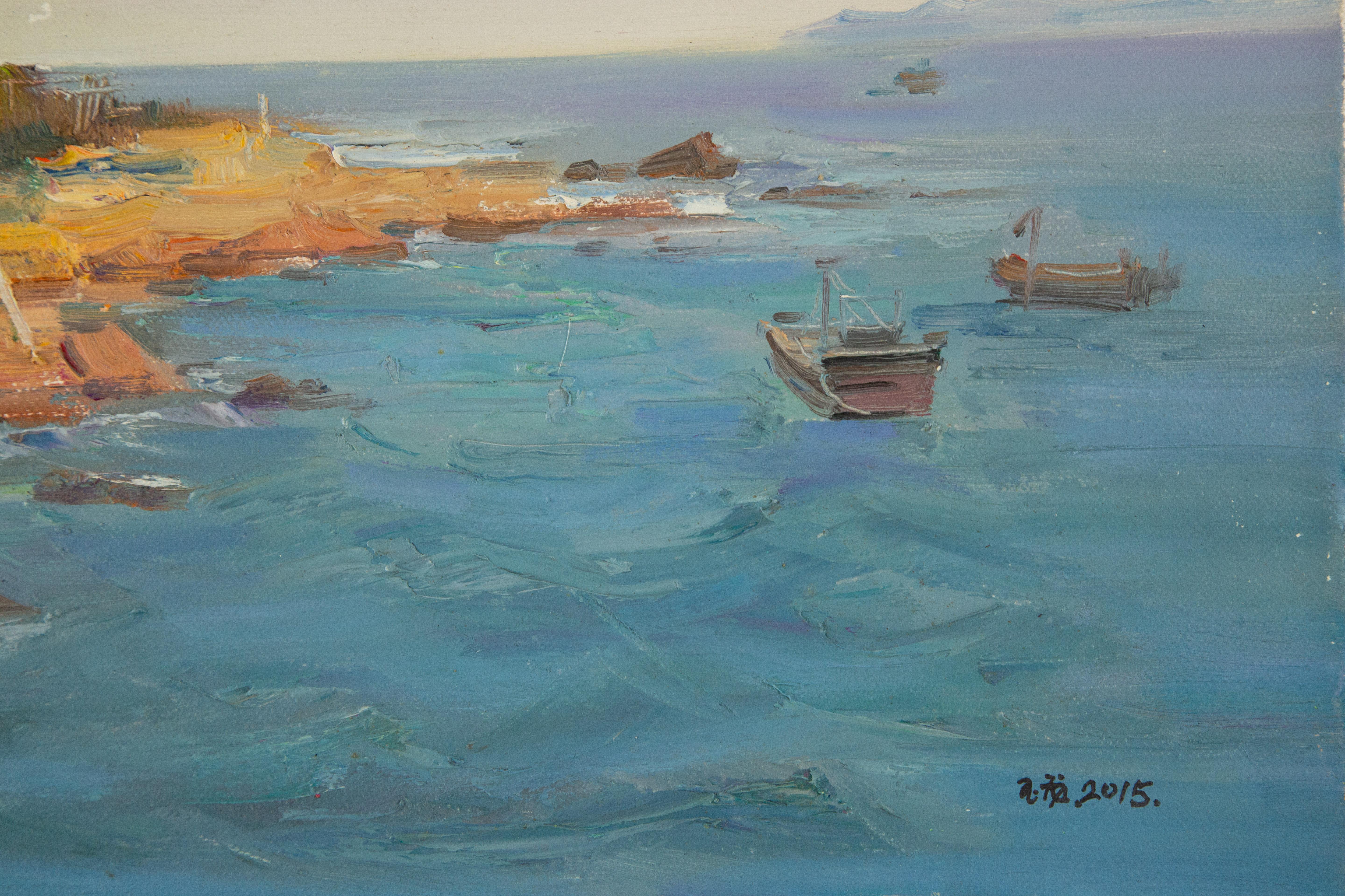 Yulong Niu Waterscape Original Oil On Canvas 