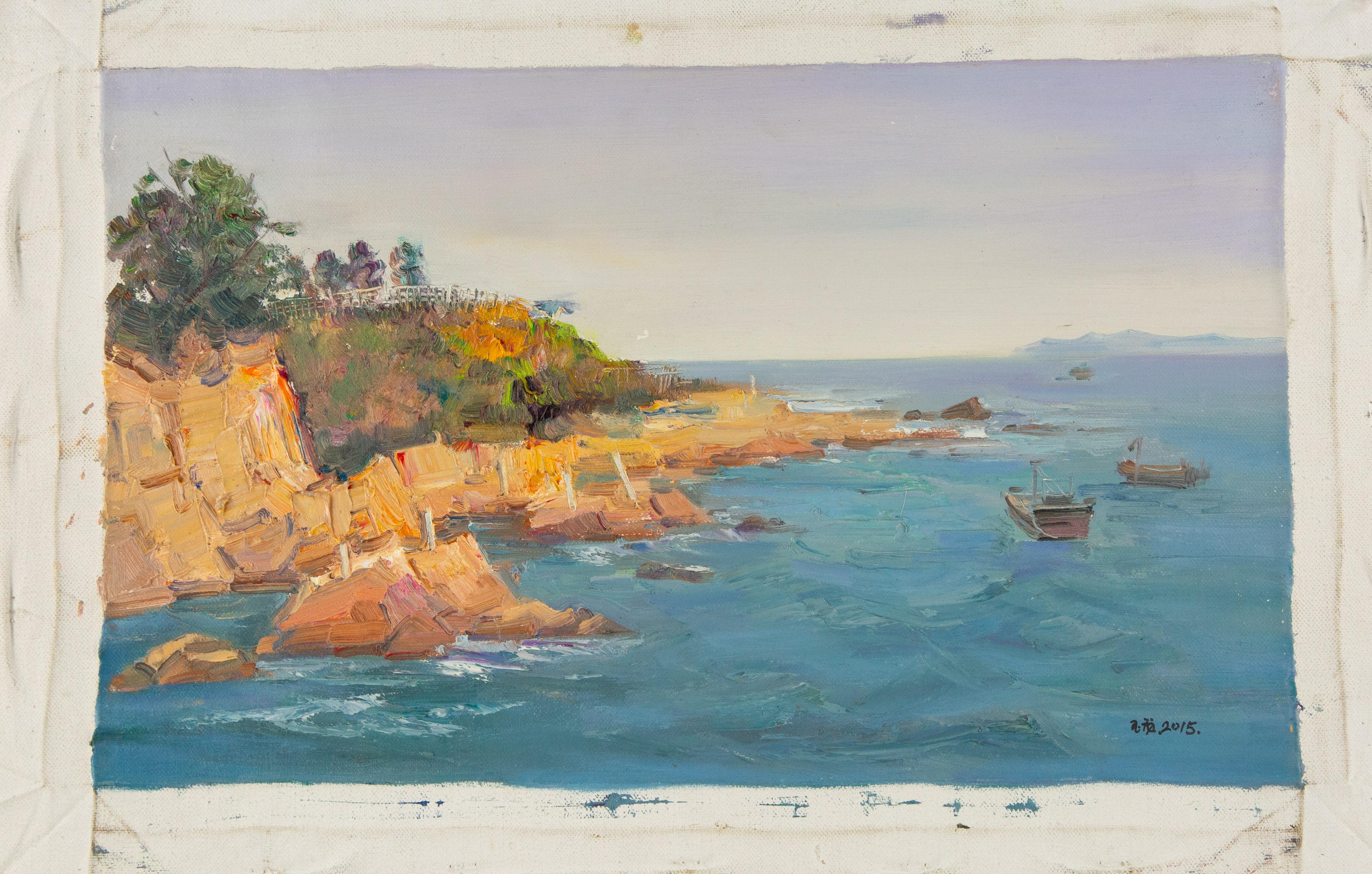 Yulong Niu Waterscape Original Oil On Canvas 