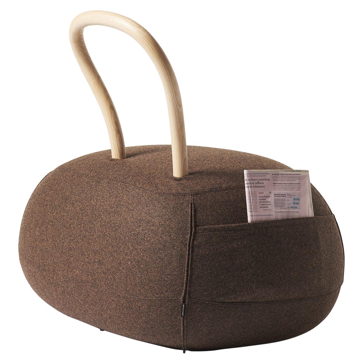 Yum Yum Large Pouf in Brown Fabric by Lapo Ciatti For Sale