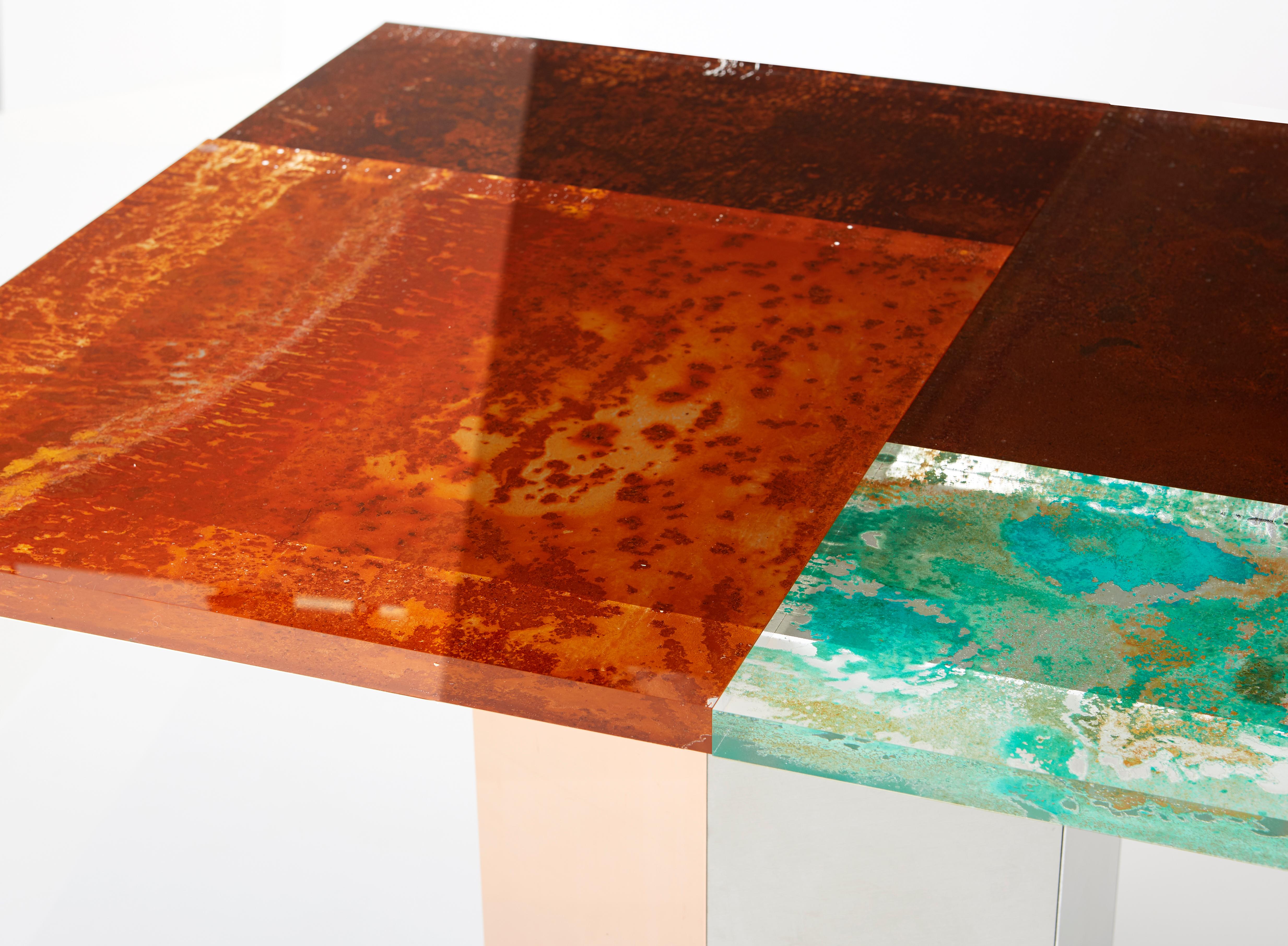 Modern Yuma Kano Rust Harvest Dining Table Acrylic For Sale