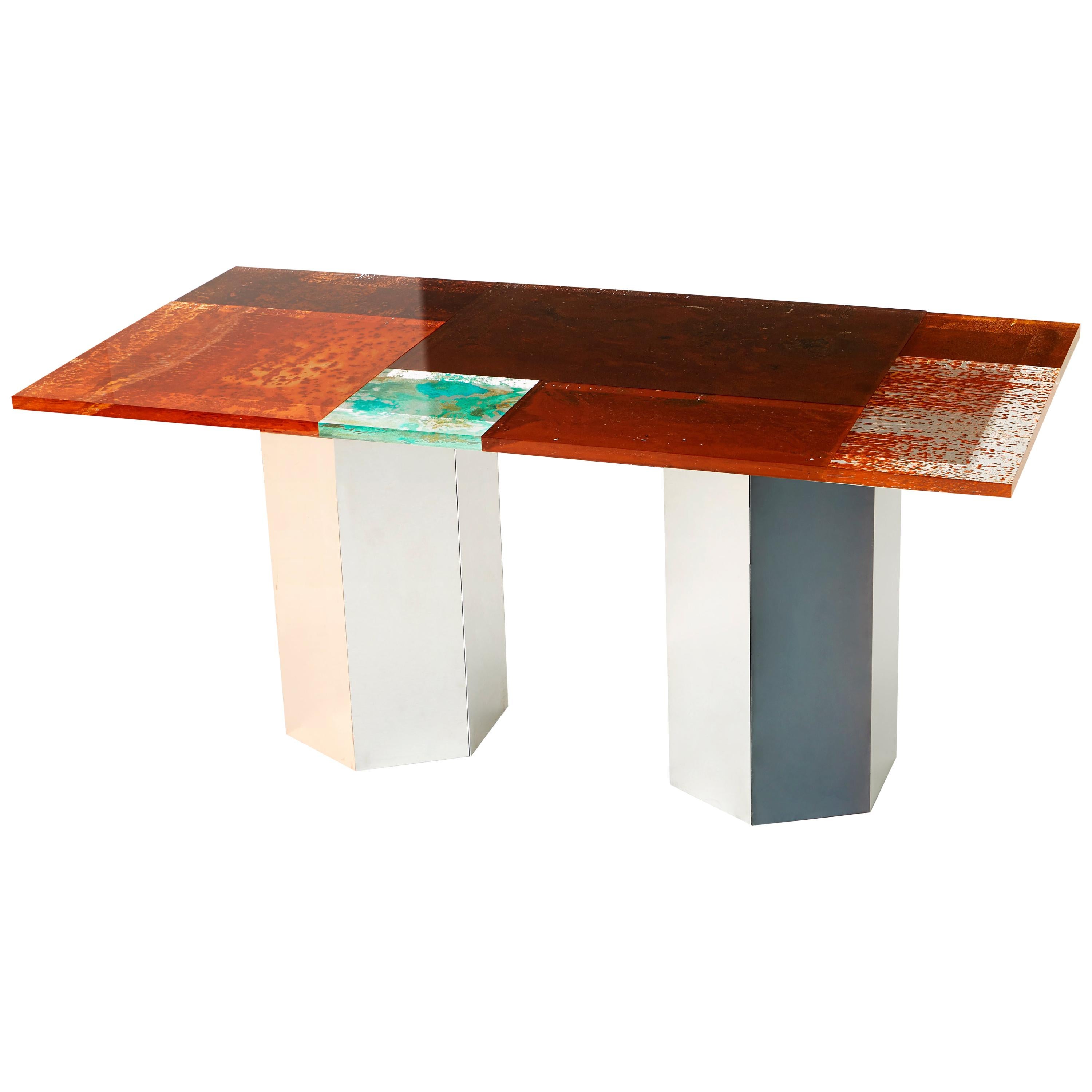 Yuma Kano Rust Harvest Dining Table Acrylic For Sale