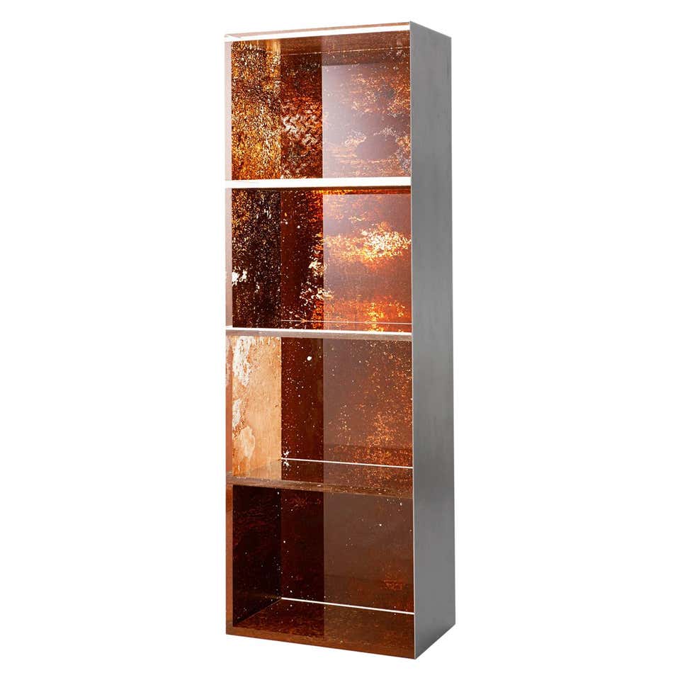 Yuma Kano Rust Harvest Shelf Acrylic Art room divider For Sale at 1stDibs