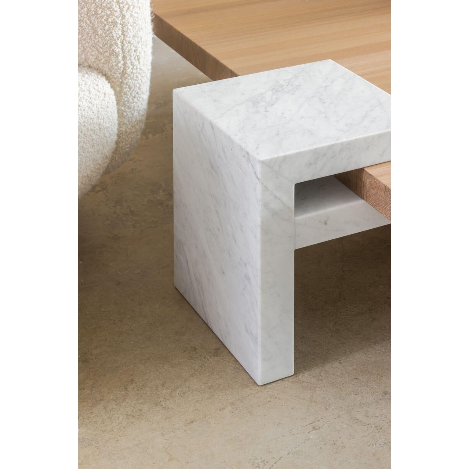 Belgian Yume Oak White Carrara Rectangular Coffee Table by Joyful Homes For Sale