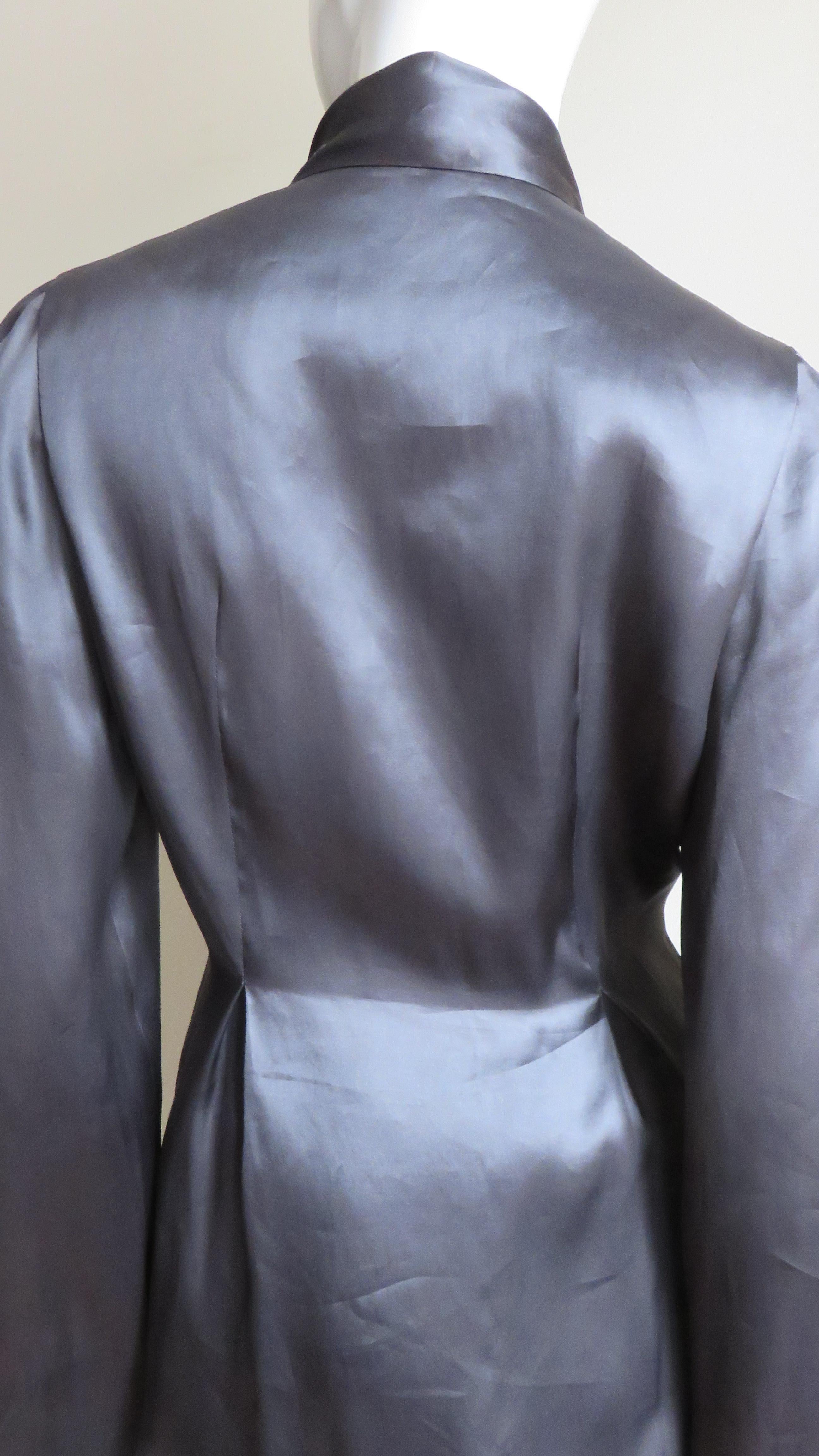 Yumi Eto - Tailleur pantalon de veste ajustable en soie en vente 8