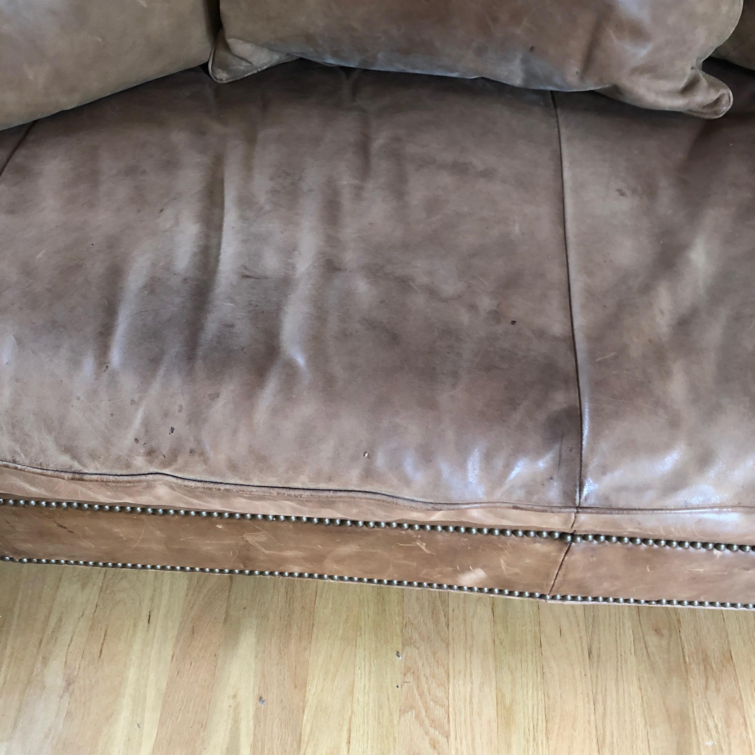 Yummy Pair of Soft Leather and Down Ralph Lauren Sofas 3