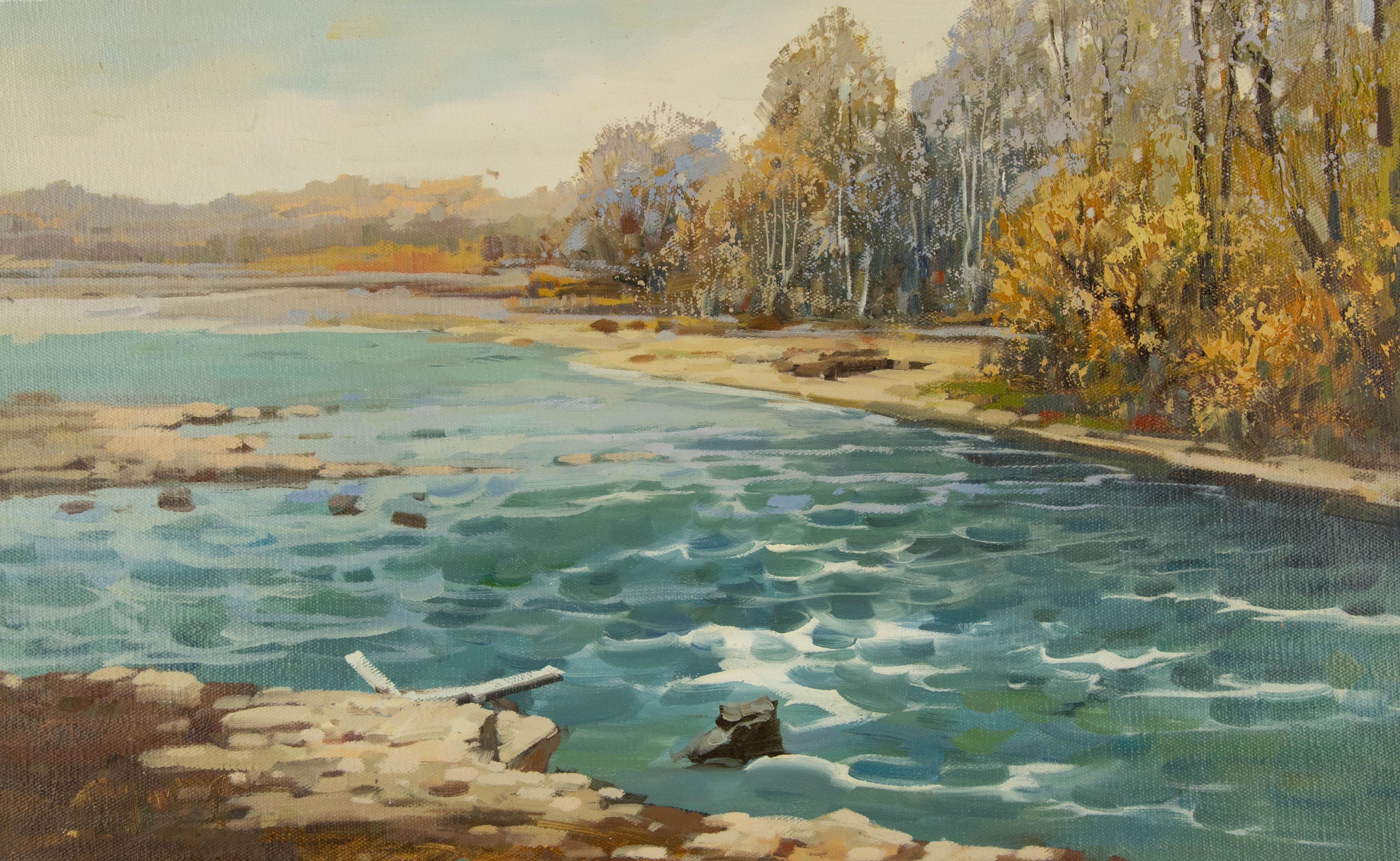 Yun Xi Landschaft, Original, Ölgemälde auf Leinwand, „Clear Stream“
