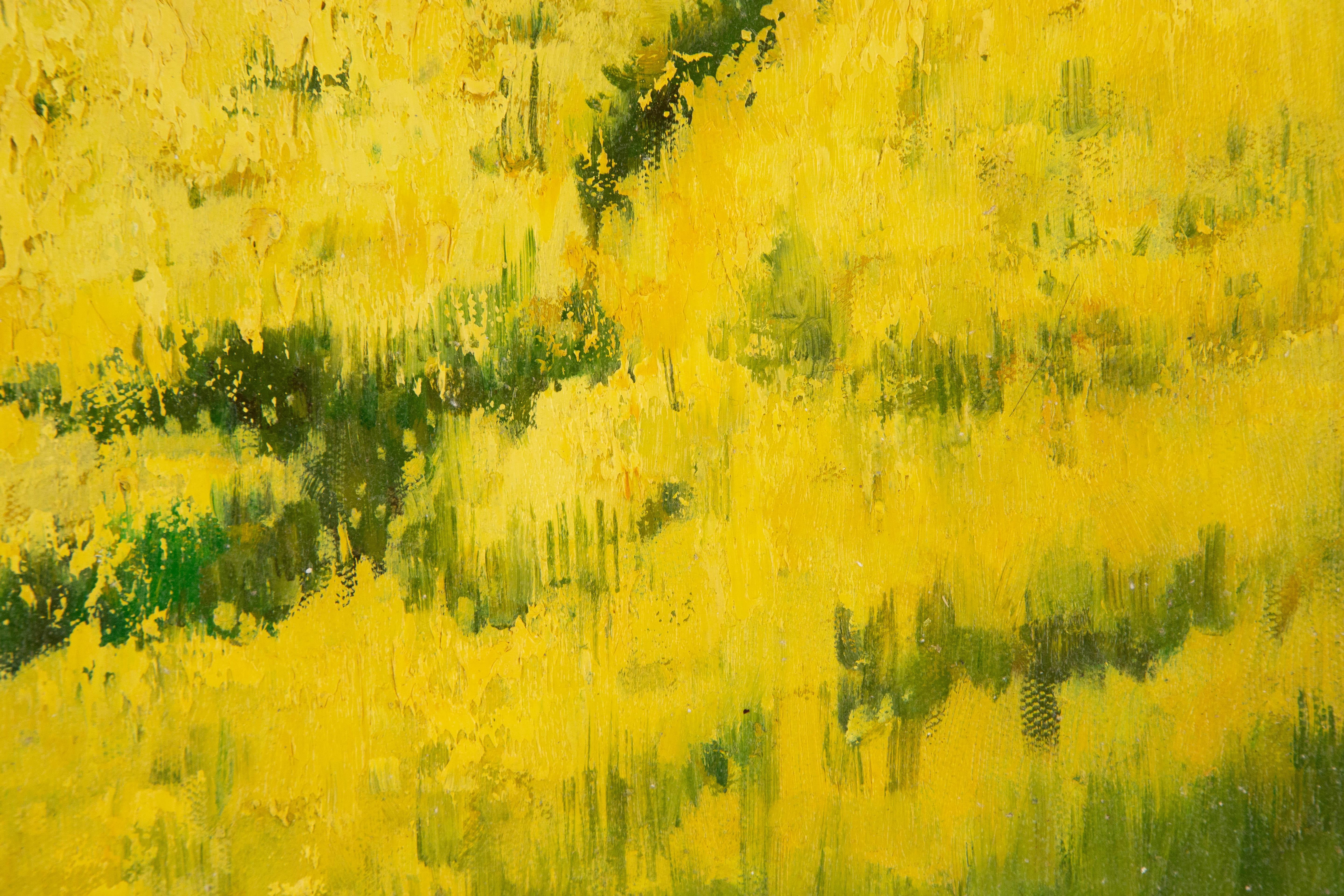 Huile sur toile originale du paysage Yun Xi « Rapeseeed Field » (field de Rapeseeed) en vente 4
