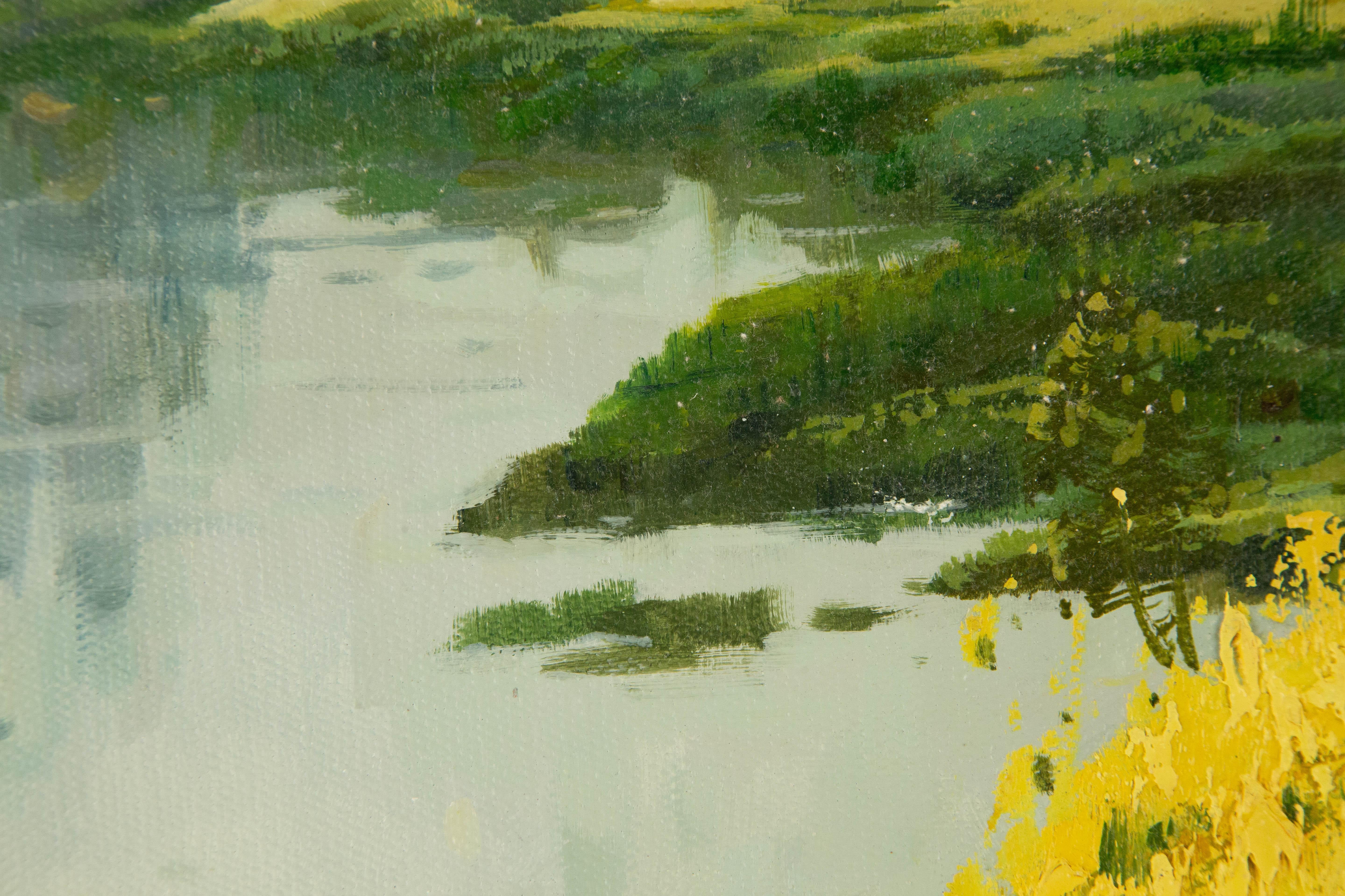 Huile sur toile originale du paysage Yun Xi « Rapeseeed Field » (field de Rapeseeed) en vente 5