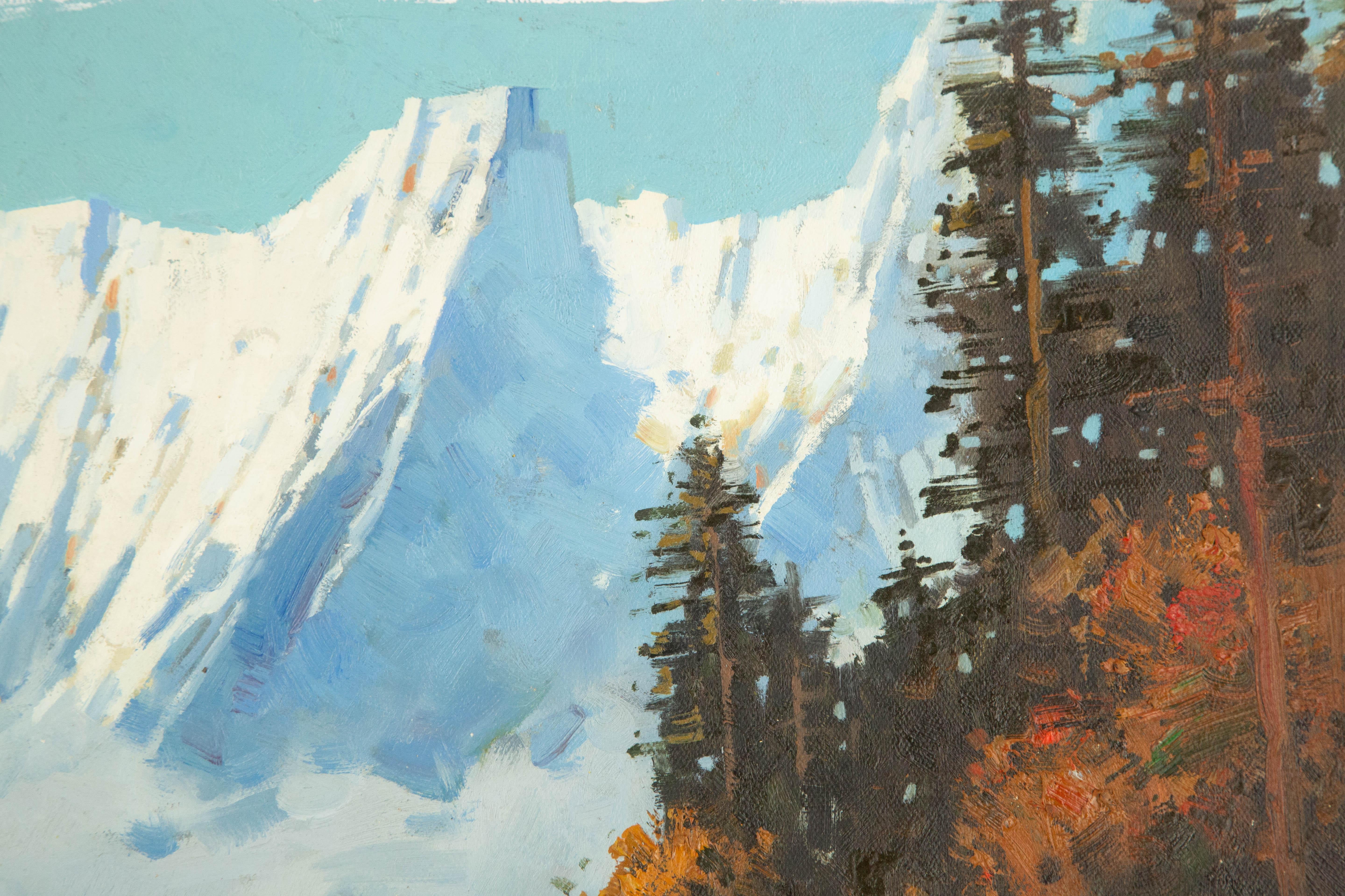 Yun Xi Landschaft, Original, Ölgemälde auf Leinwand, „Schneeflocken Peak“ im Angebot 3