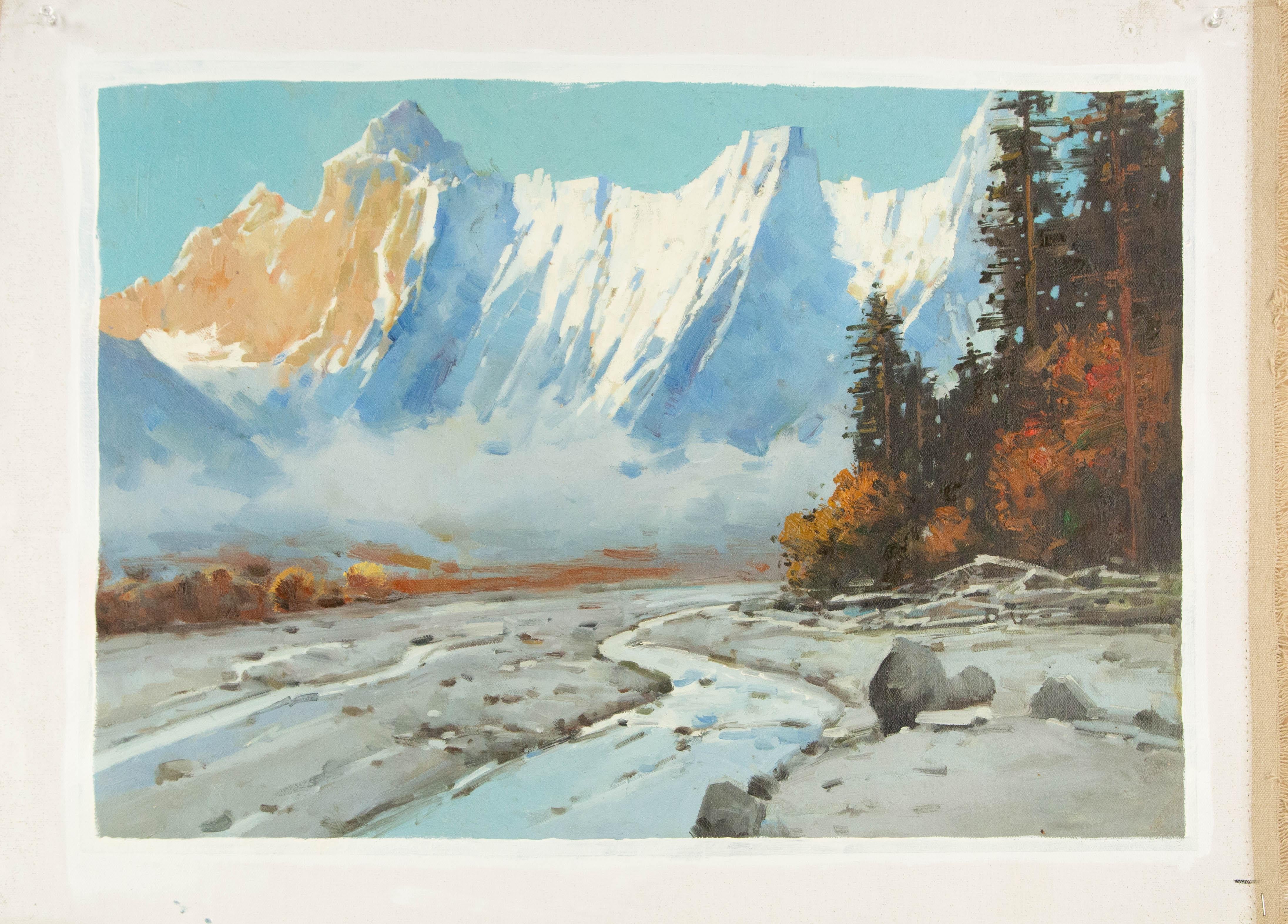 Yun Xi Landschaft, Original, Ölgemälde auf Leinwand, „Schneeflocken Peak“ im Angebot 7