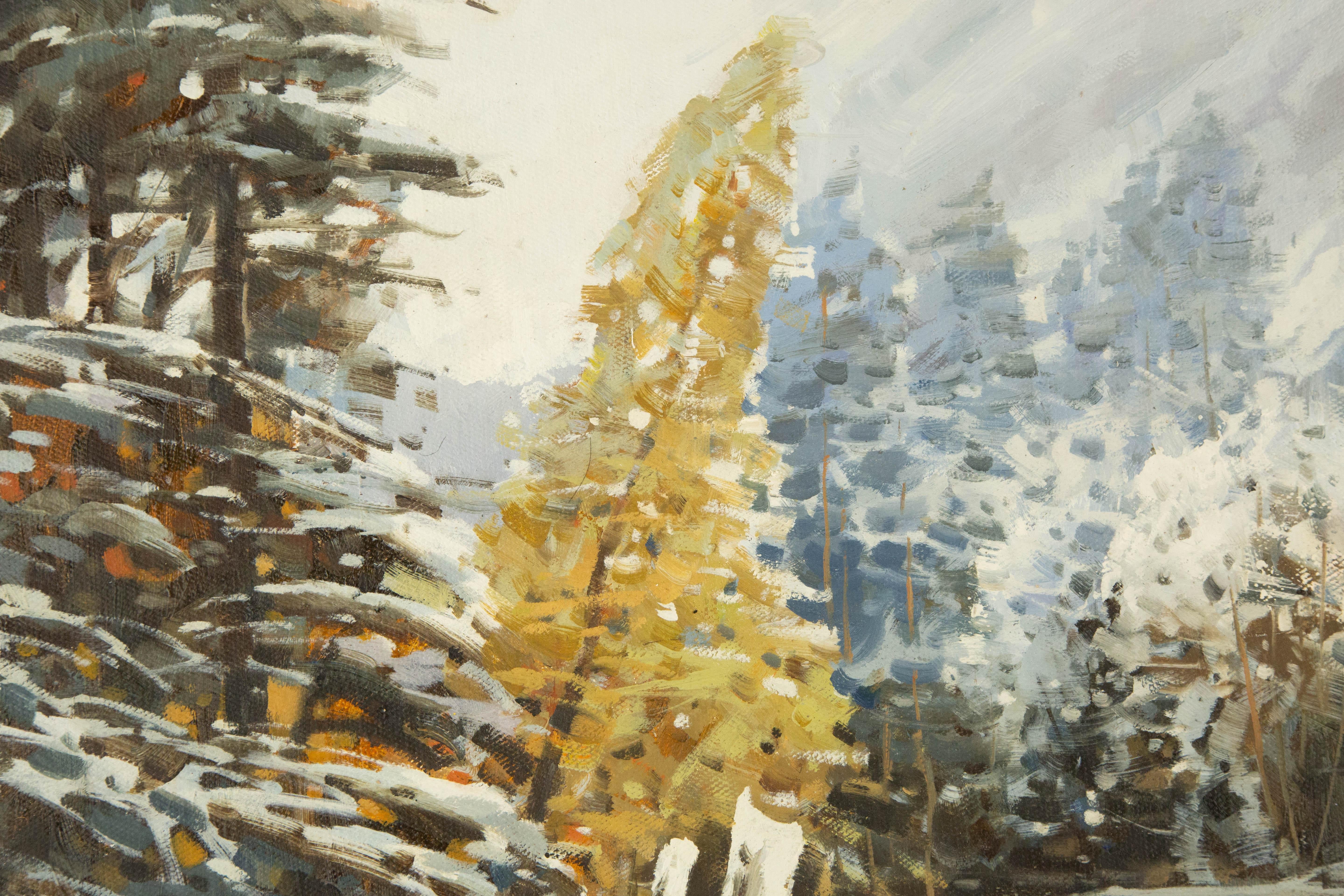 Yun Xi Landschaft, Original, Ölgemälde auf Leinwand, „Schneidefluss“, Yun Xi im Angebot 1