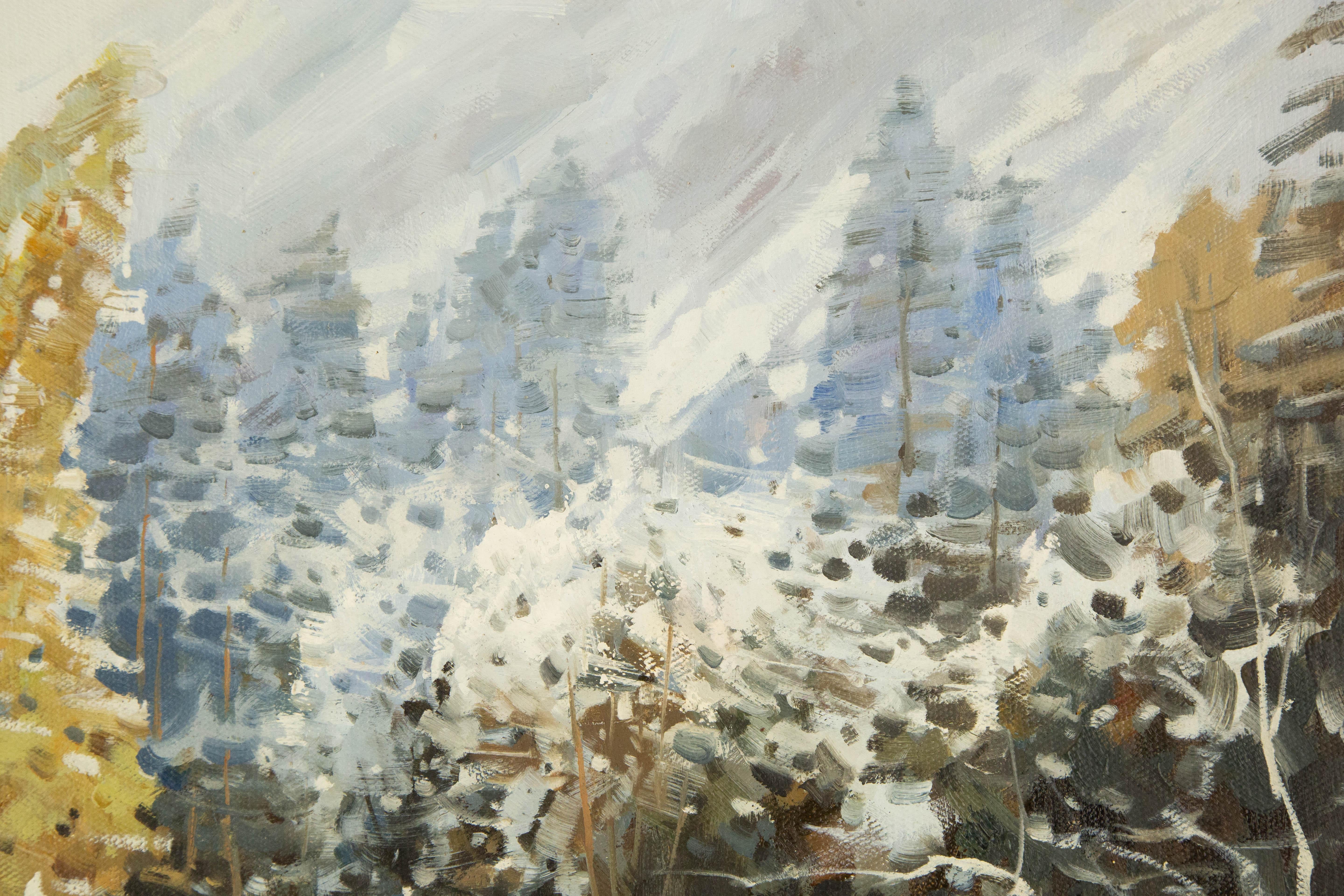 Yun Xi Landschaft, Original, Ölgemälde auf Leinwand, „Schneidefluss“, Yun Xi im Angebot 3