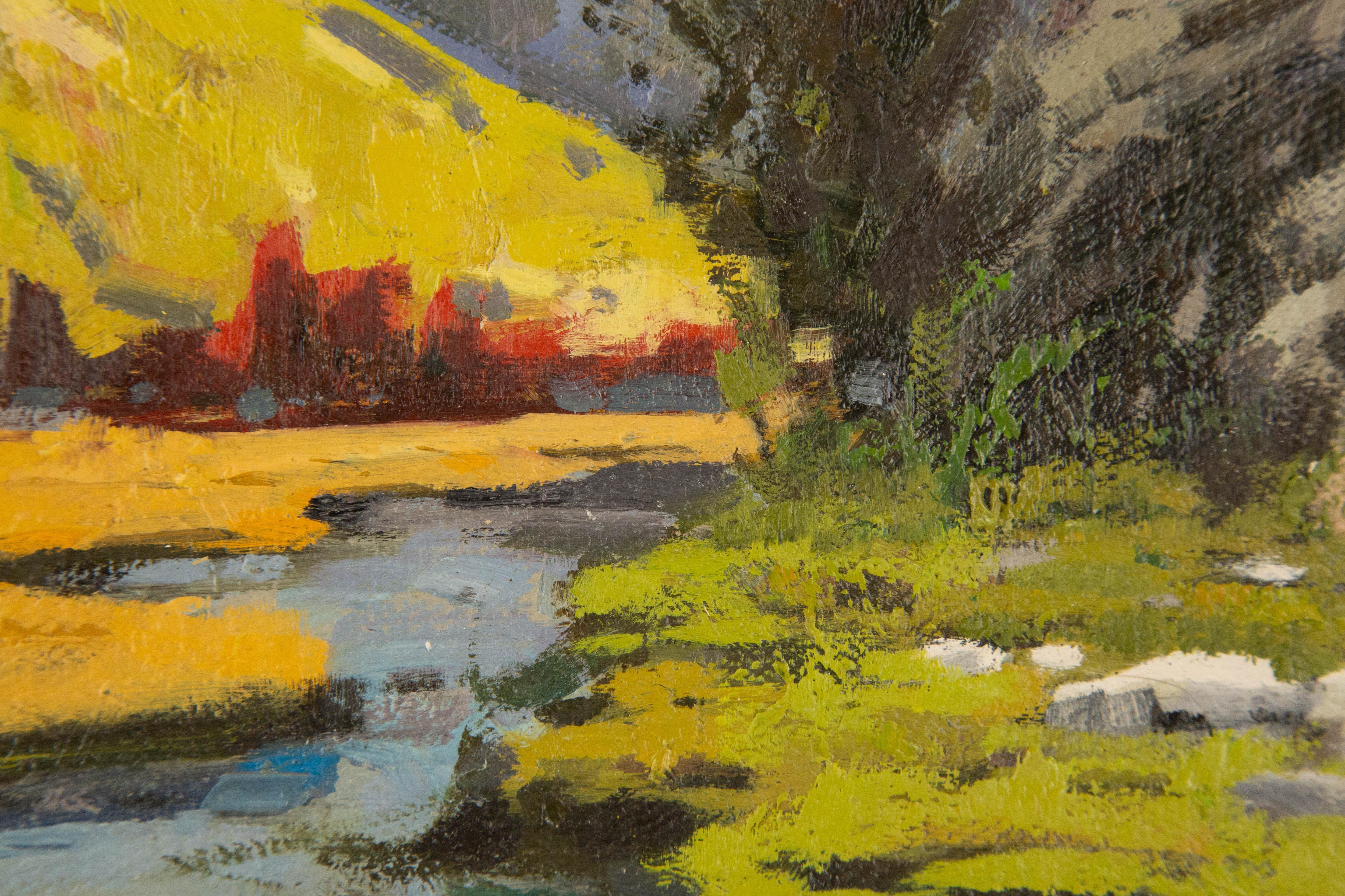 Yun Xi Landschaft, Original Ölgemälde auf Leinwand, „Stream Under The Snow Peak“ im Angebot 6