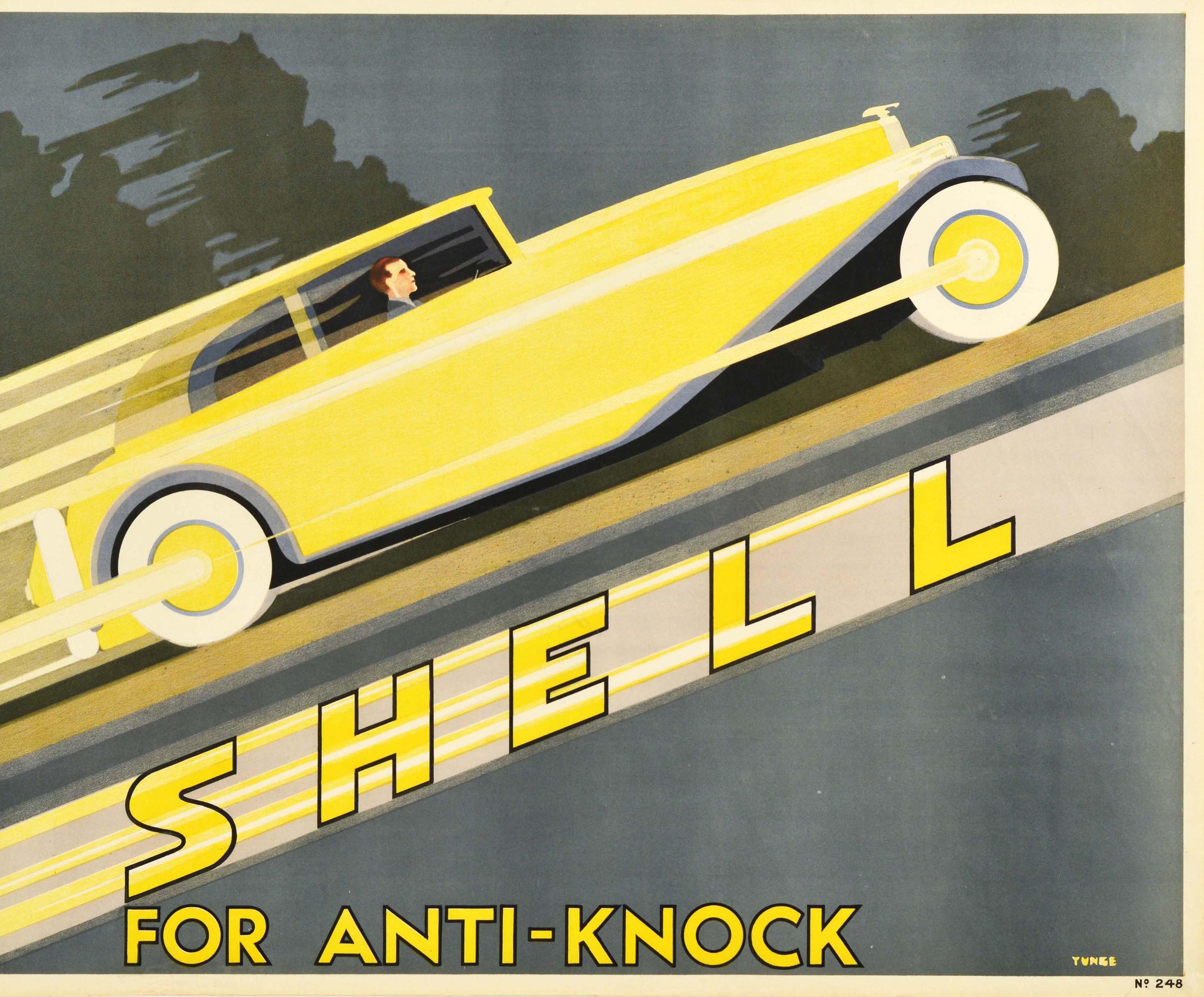 Original Vintage-Werbeplakat Shell für Anti Knock Rolls Royce Classic Car, Vintage (Art déco), Print, von Yunge