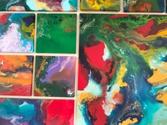 Agua en el humo y cielo en el fuego, Polyptychon. Wandmalerei Installation