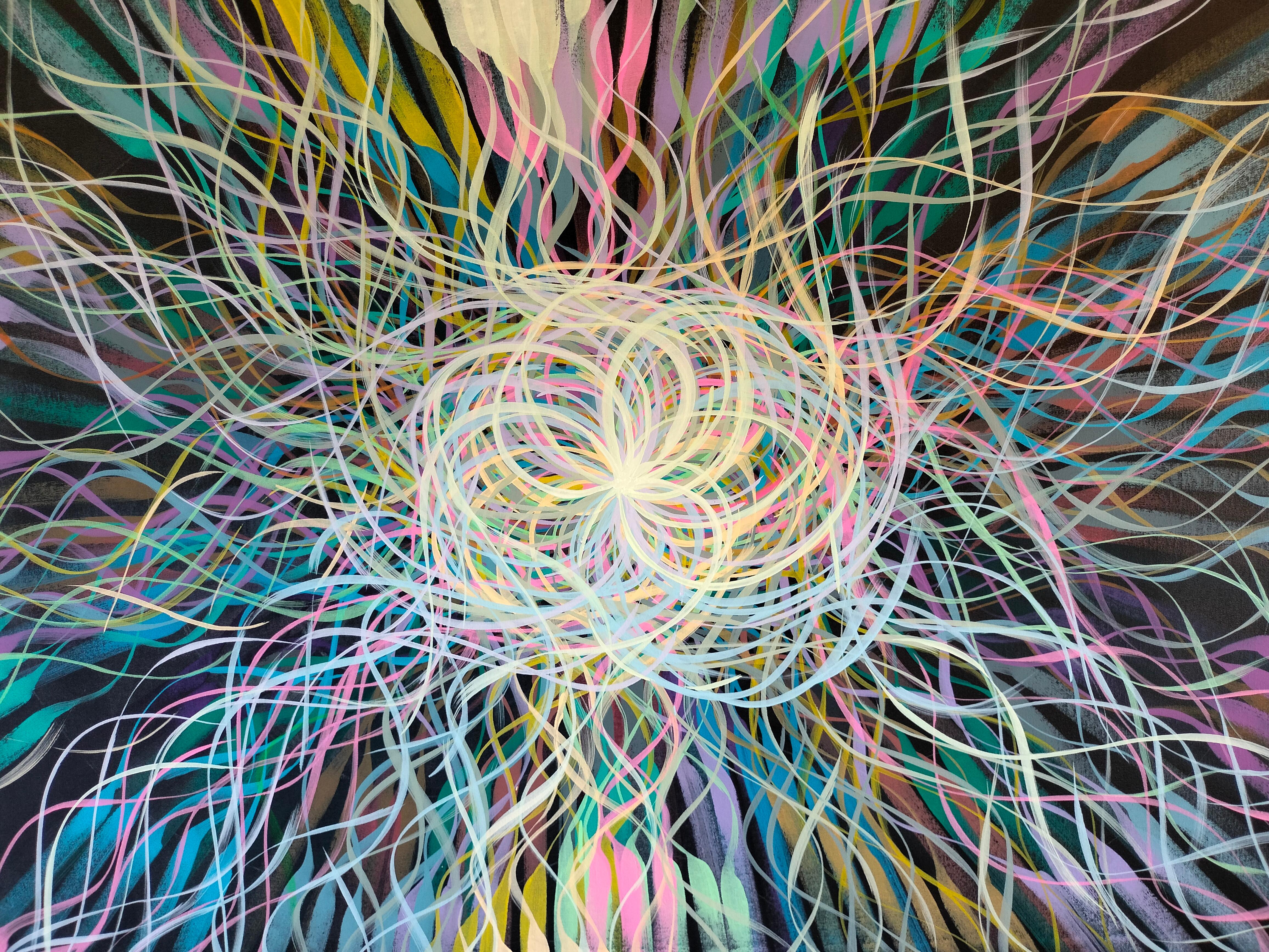  Particle de Dieu, effet papillon. Peinture abstraite, peinture acrylique sur toile - Painting de Yunior Marino
