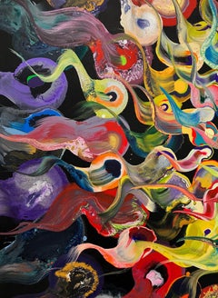 Lotus. Abstract painting, Acrylic paint on canvas