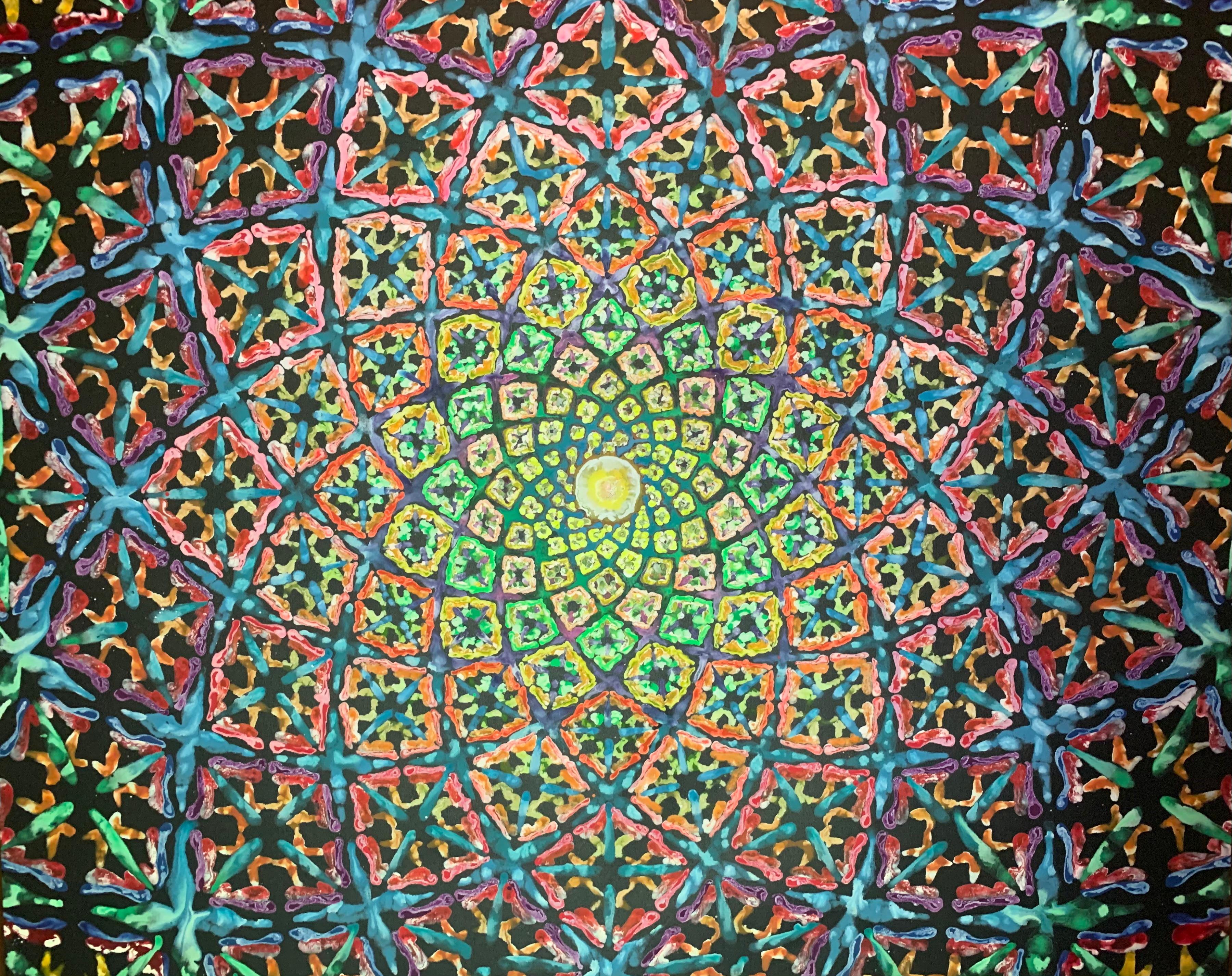 Yunior Marino Abstract Painting - Mantra, Mandala. Abstract painting, Acrylic paint on canvas