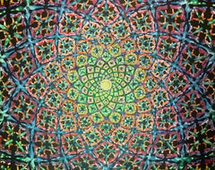 Mantra, Mandala. Abstraktes Gemälde, Acrylfarbe auf Leinwand
