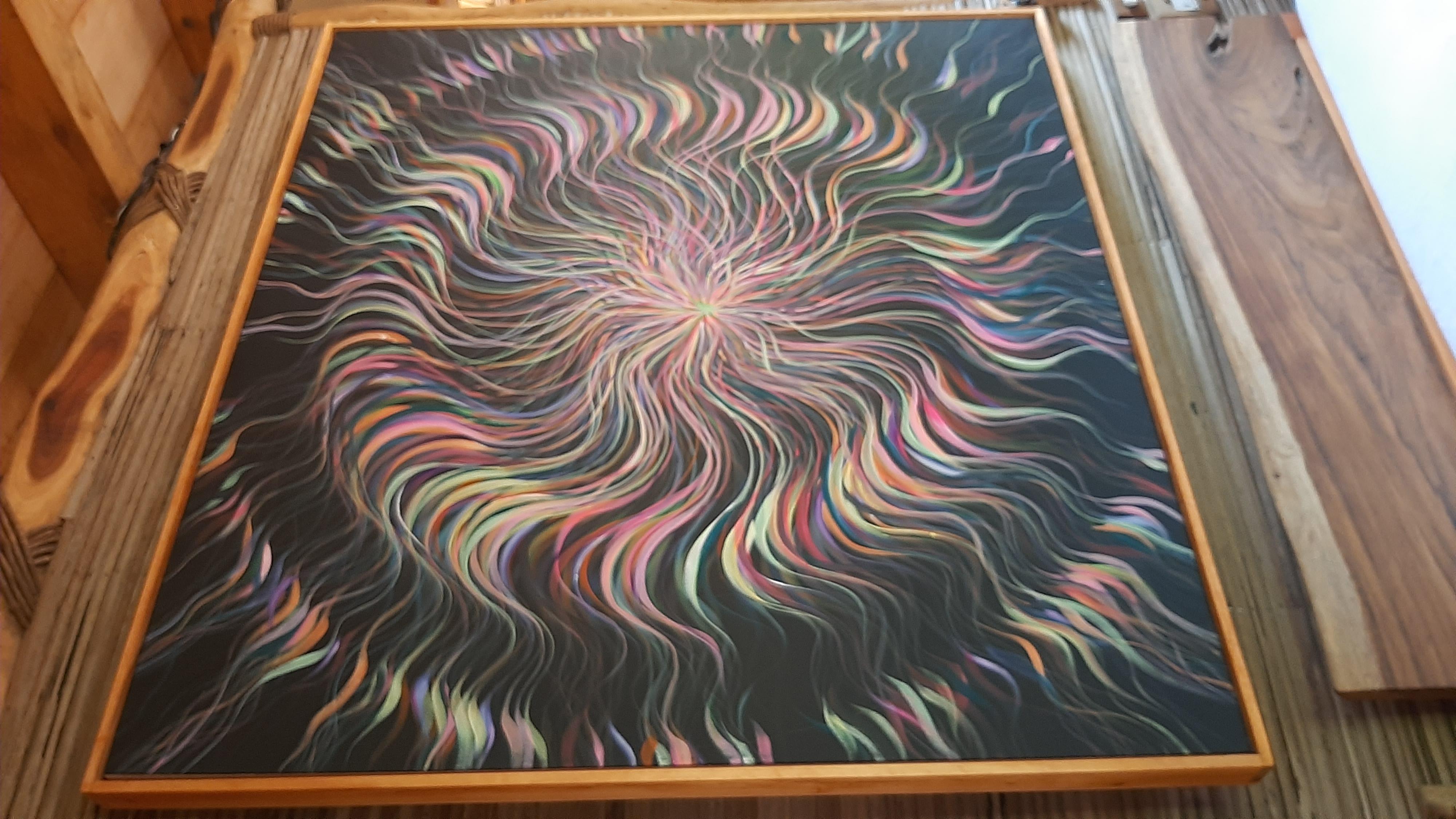 Mantra, Ondas. Pintura abstracta, Pintura acrílica sobre lienzo - Painting Abstracto de Yunior Marino