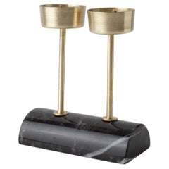 Yunta Black Marble & Brass Candle Holders