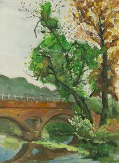Yunxian Li Landscape Original Oil On Canvas "Bridge and Tree"