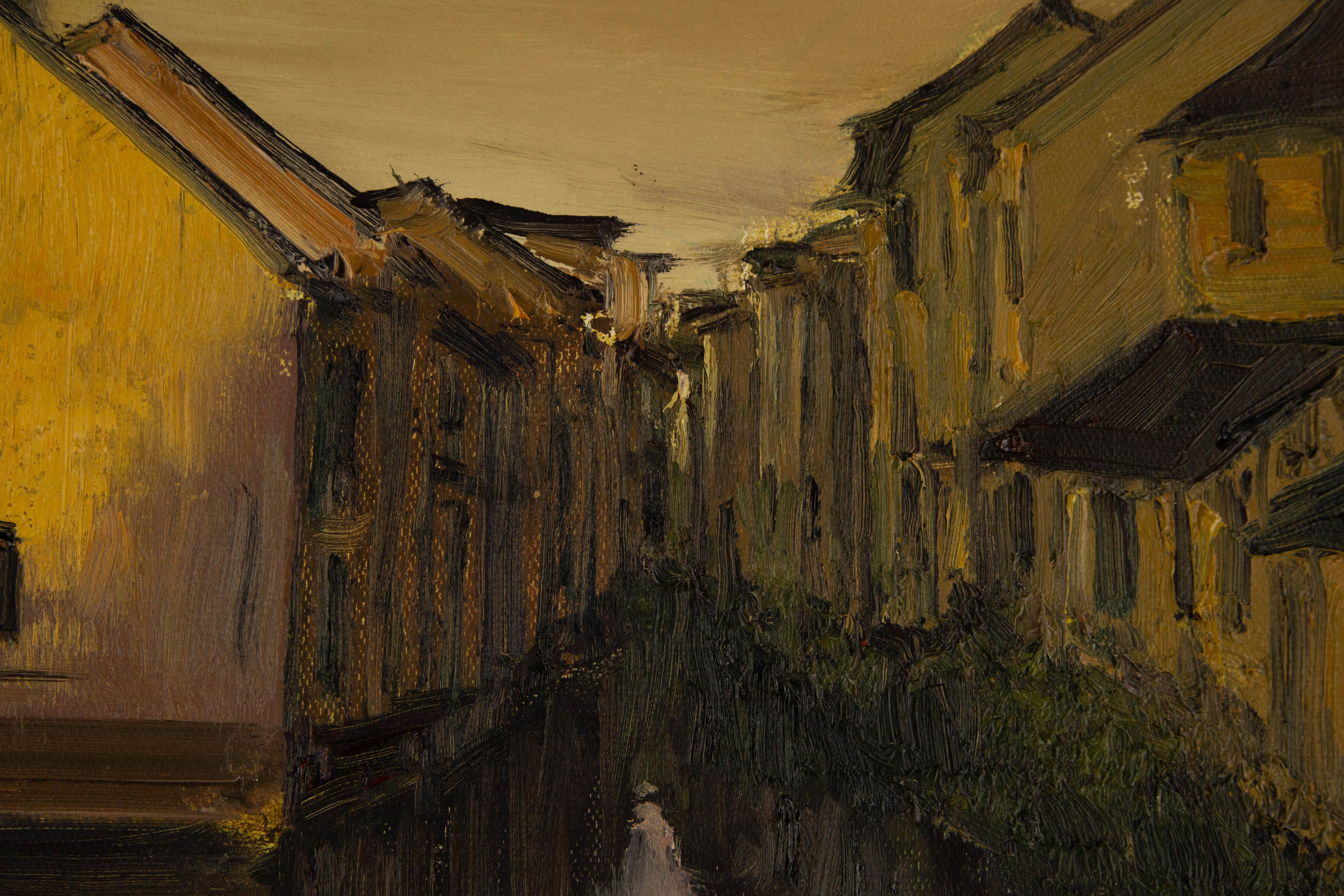 Huile originale sur toile « Watertown », paysage Yunxian Li en vente 5
