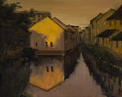 Huile originale sur toile « Watertown », paysage Yunxian Li
